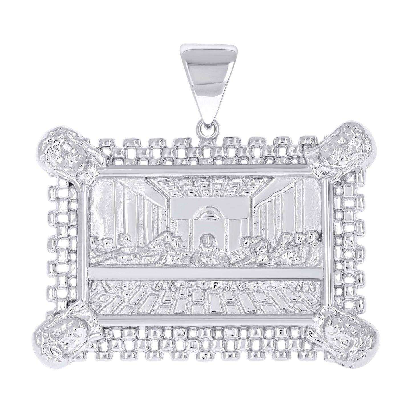 Sterling Silver Mens Last Supper Religious Pendant