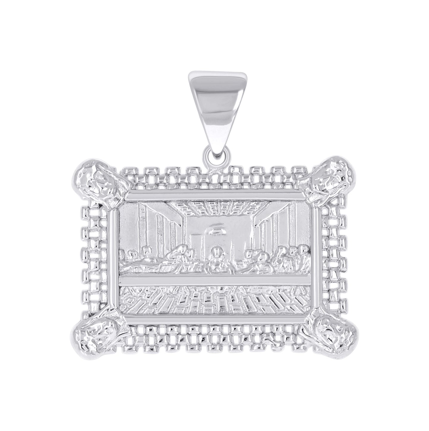 Sterling Silver Mens Last Supper Religious Pendant