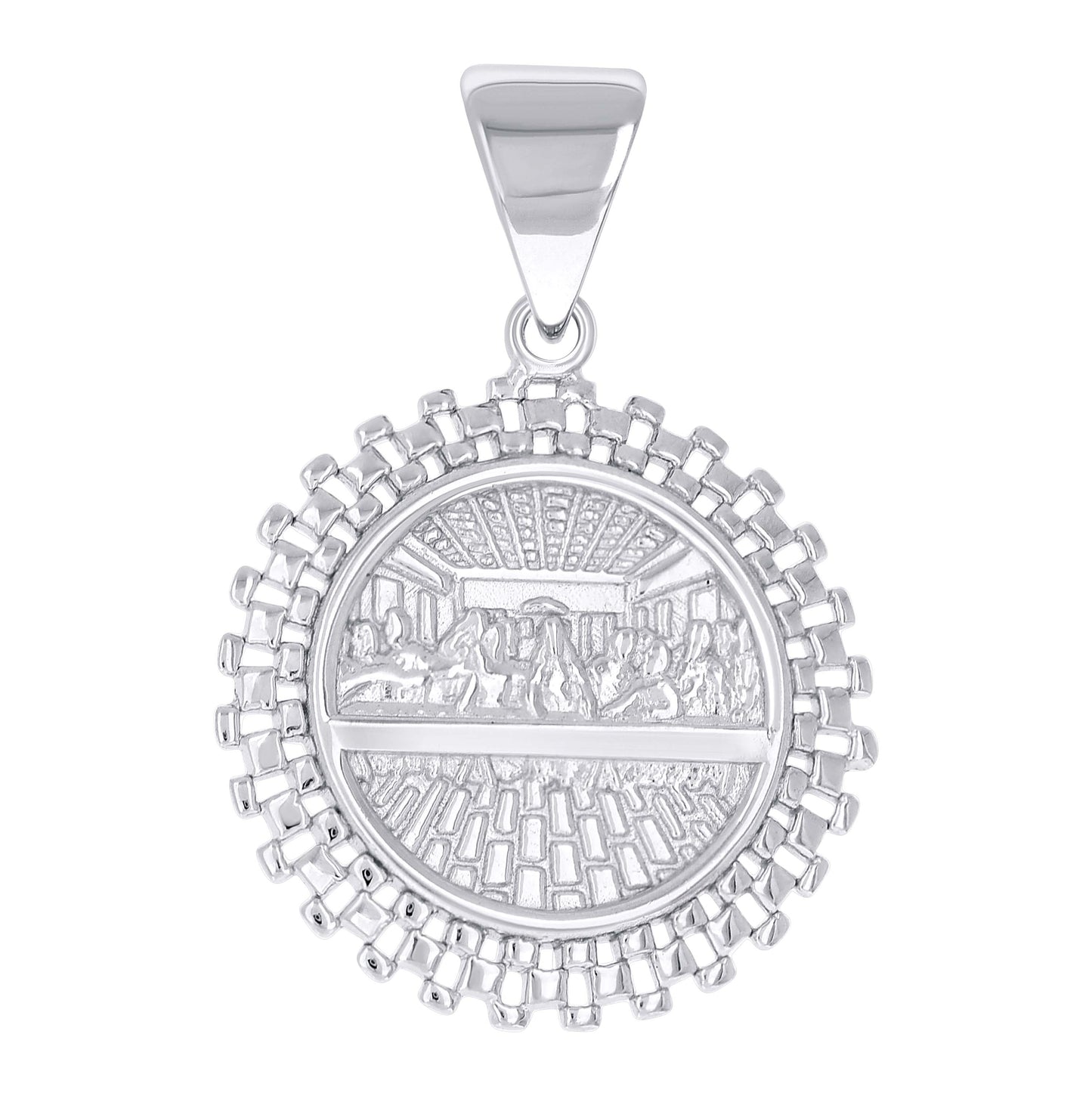 Sterling Silver Mens Last Supper Religious Pendant