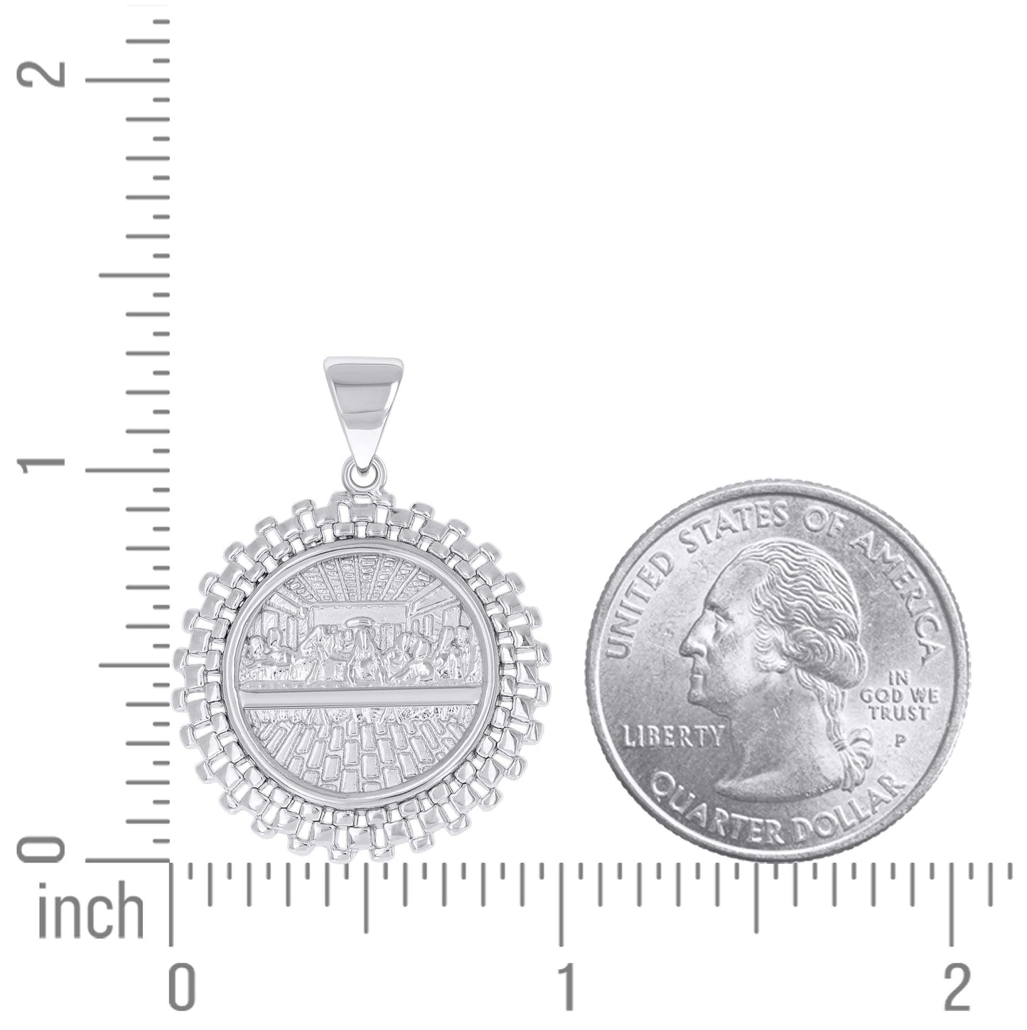 Sterling Silver Mens Last Supper Religious Pendant