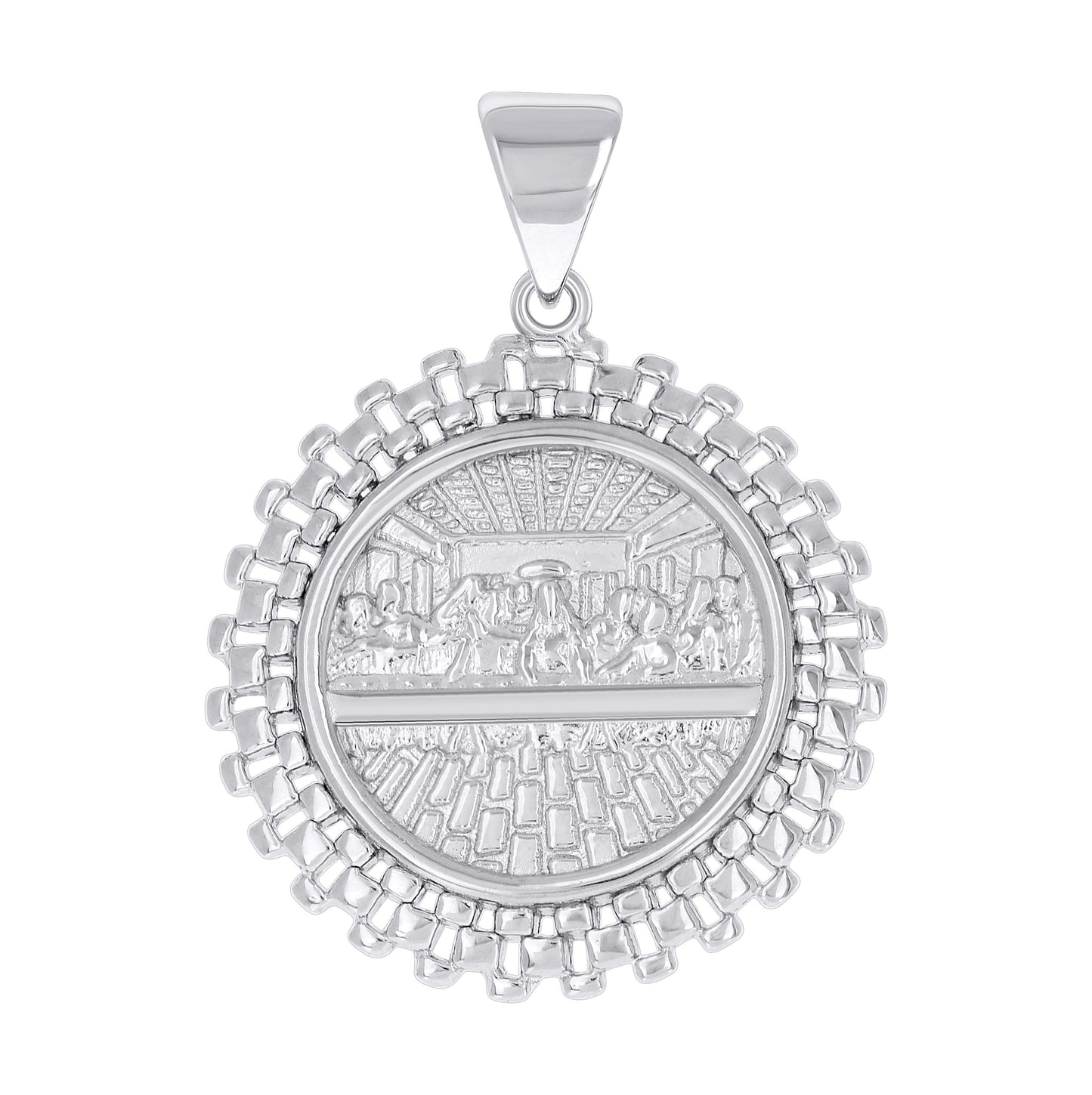 Sterling Silver Mens Last Supper Religious Pendant