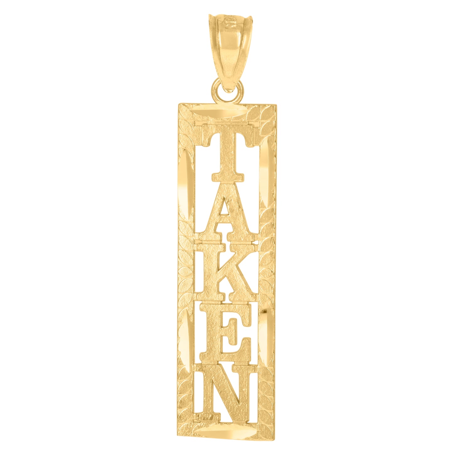 10K Yellow Gold Unisex Diamond-Cut Taken Charm Pendant