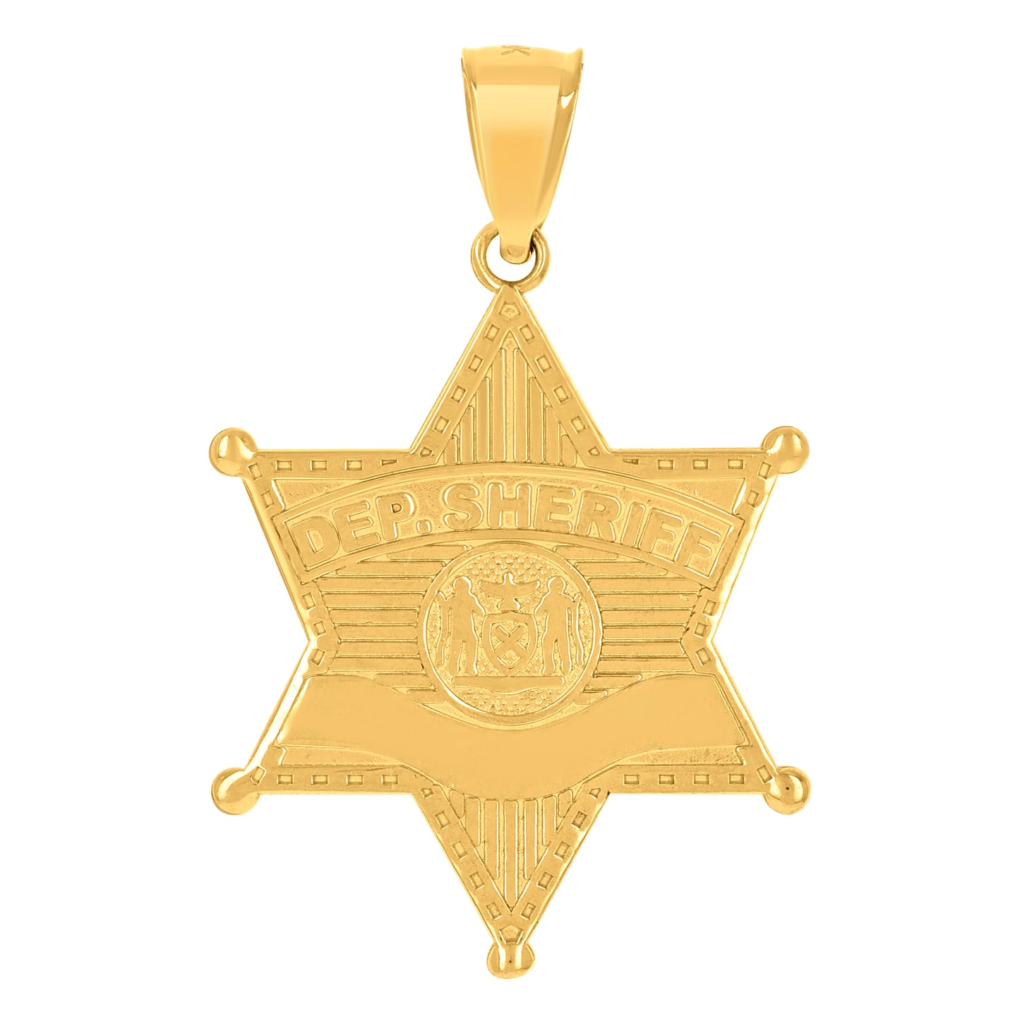 10K Yellow Gold Unisex Department Sheriff Badge Charm Pendant
