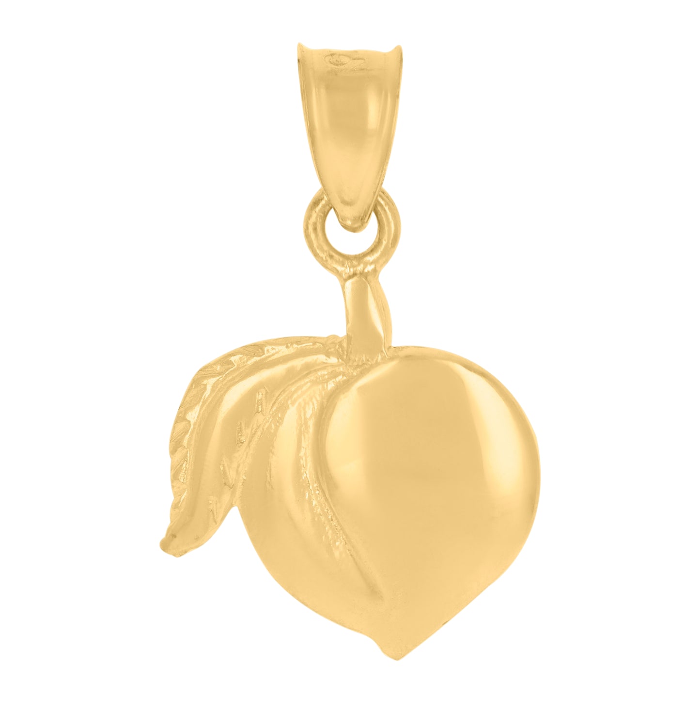10K Yellow Gold Womens Peach Fruit Charm Pendant