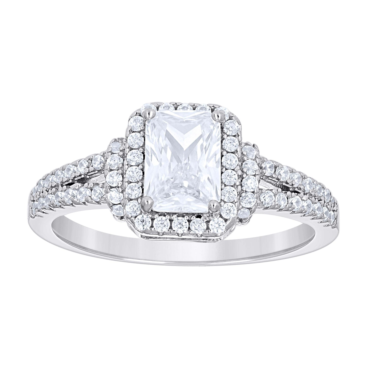 Sterling Silver Womens Emerald Round Cubic-Zirconia Bridal Anniversary Engagement Wedding Ring