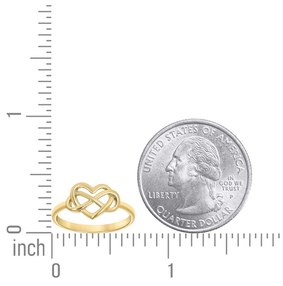 14K Yellow Gold Womens Infinity Heart Ring
