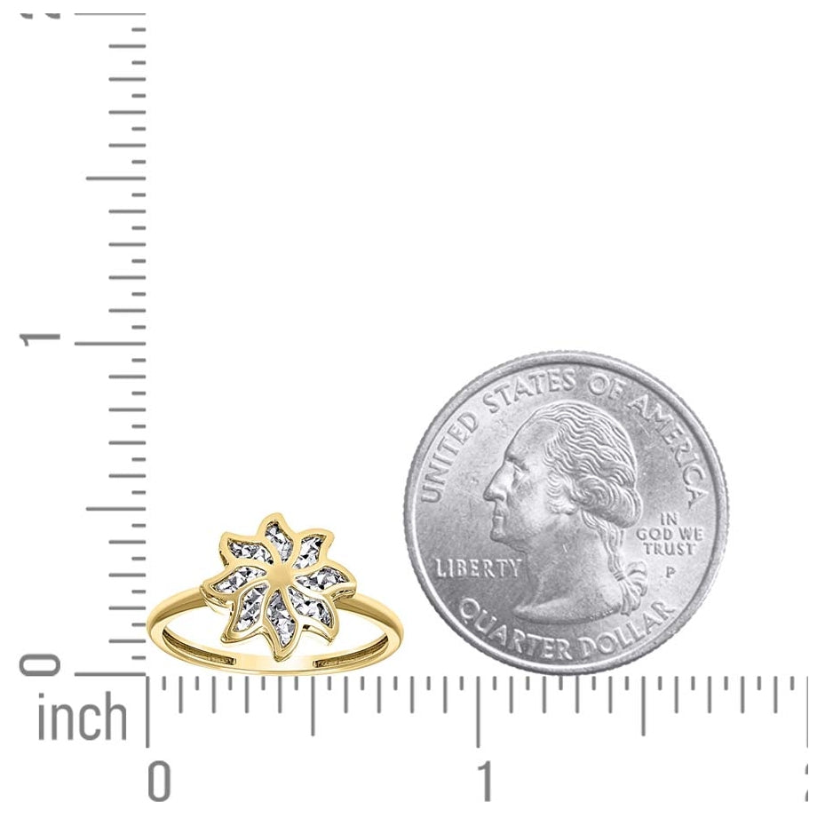 14K Yellow Gold Womens Flower Head Fashion Ring