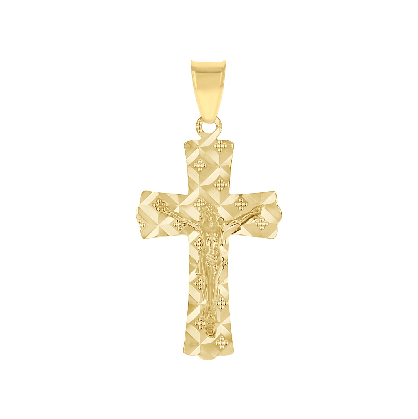 10K Yellow Gold Unisex Crucifix Cross Religious Pendant