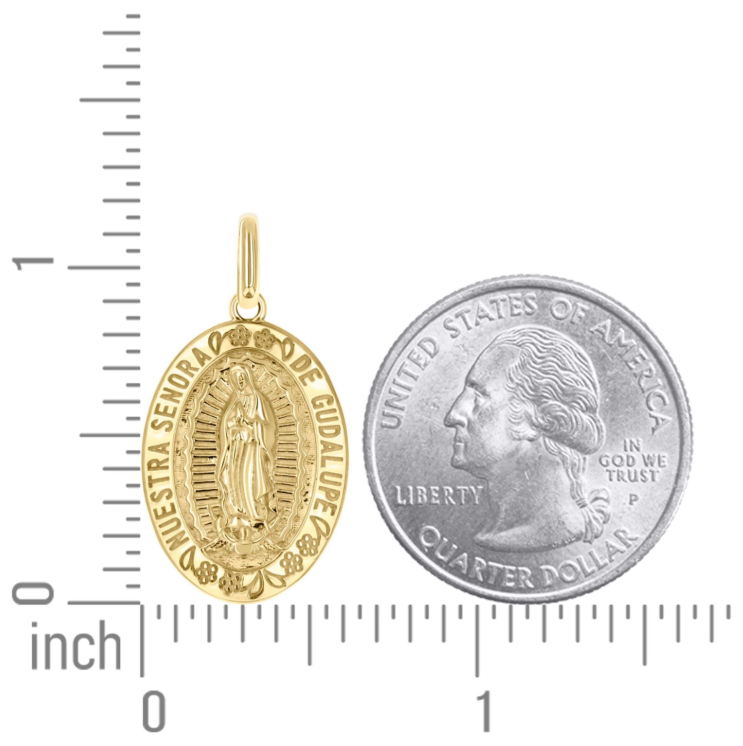 10K Yellow Gold Unisex Miraculous Medal Religious Pendant