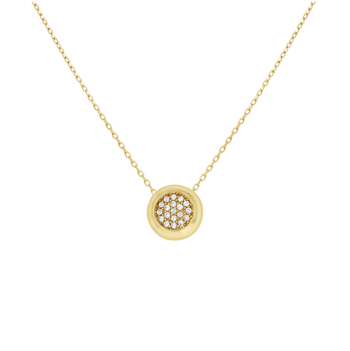14K Yellow Gold Womens Cubic-Zirconia Round Fashion Necklace 18 Inches