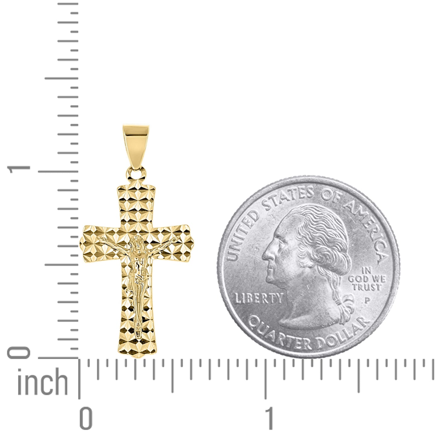 10K Yellow Gold Unisex Crucifix Cross Religious Pendant