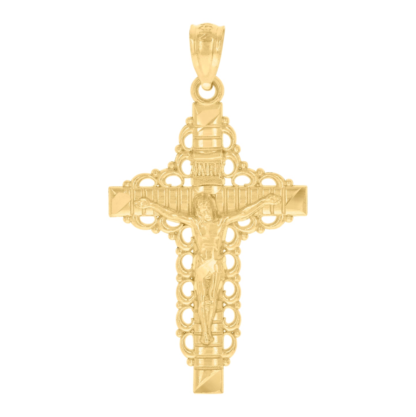 10K Yellow Gold Unisex Cross Crucifix Religious Charm Pendant