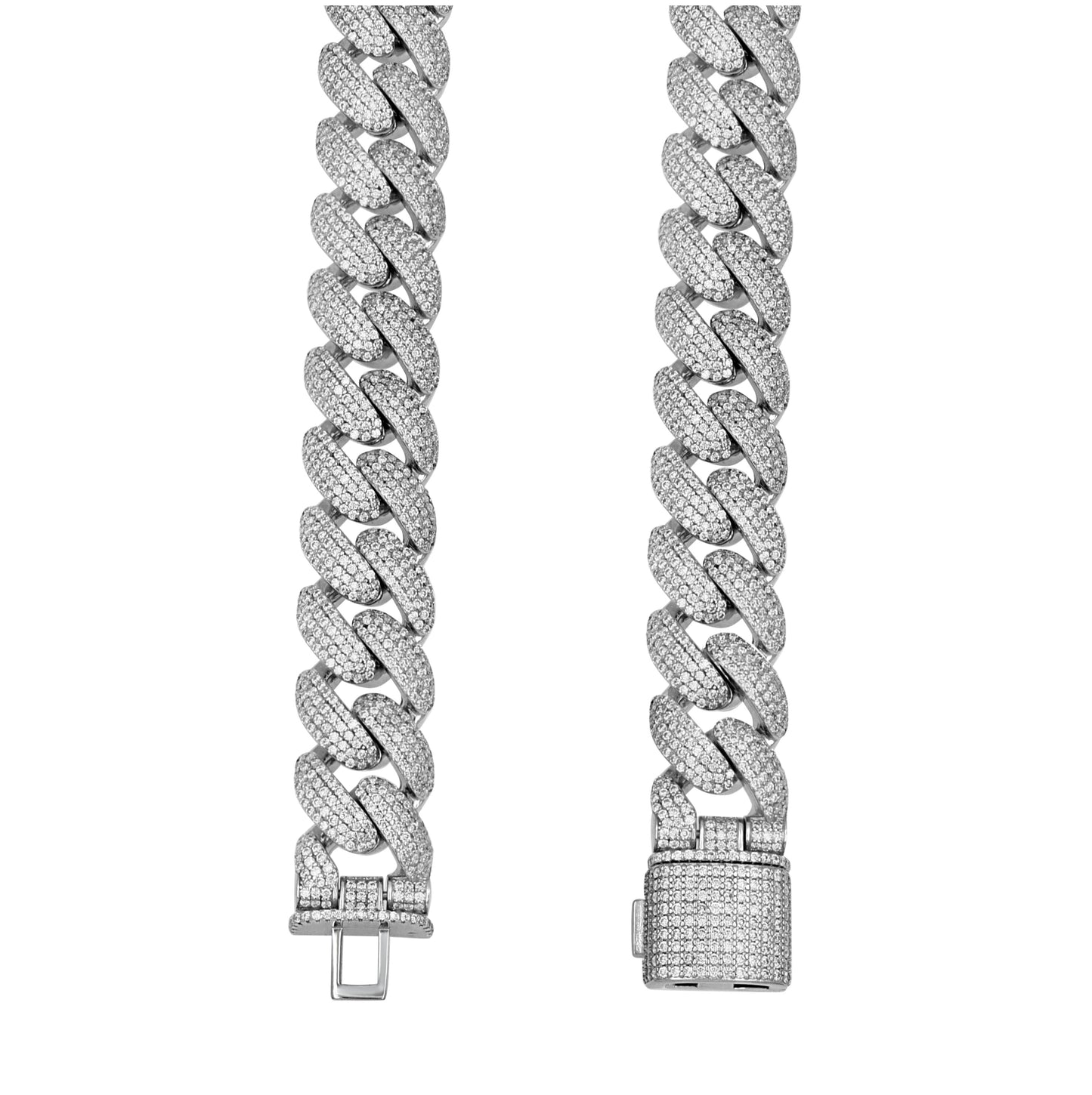 Sterling Silver Unisex Moissanite Cuban Chain Necklace