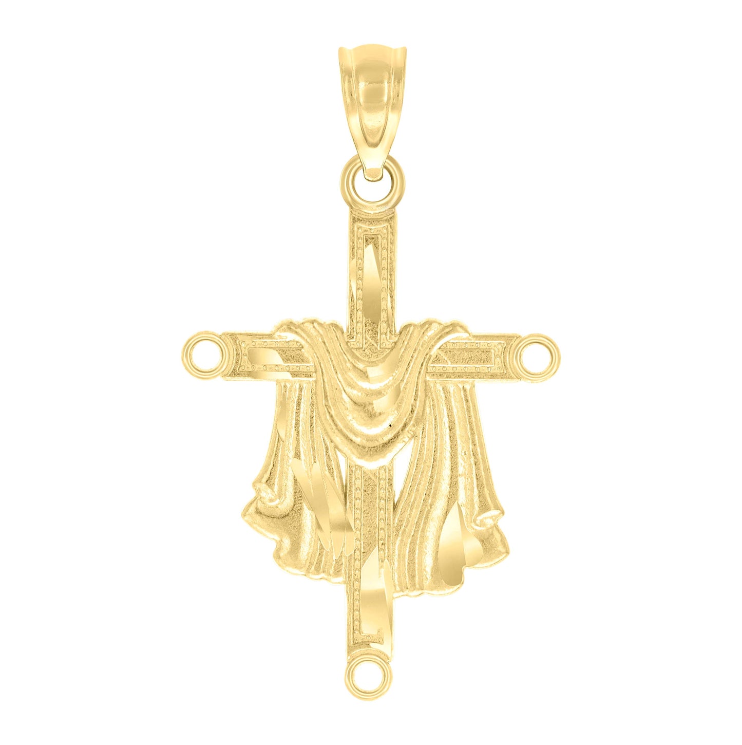 10K Yellow Gold Unisex Wrapped Cross Religious Charm Pendant