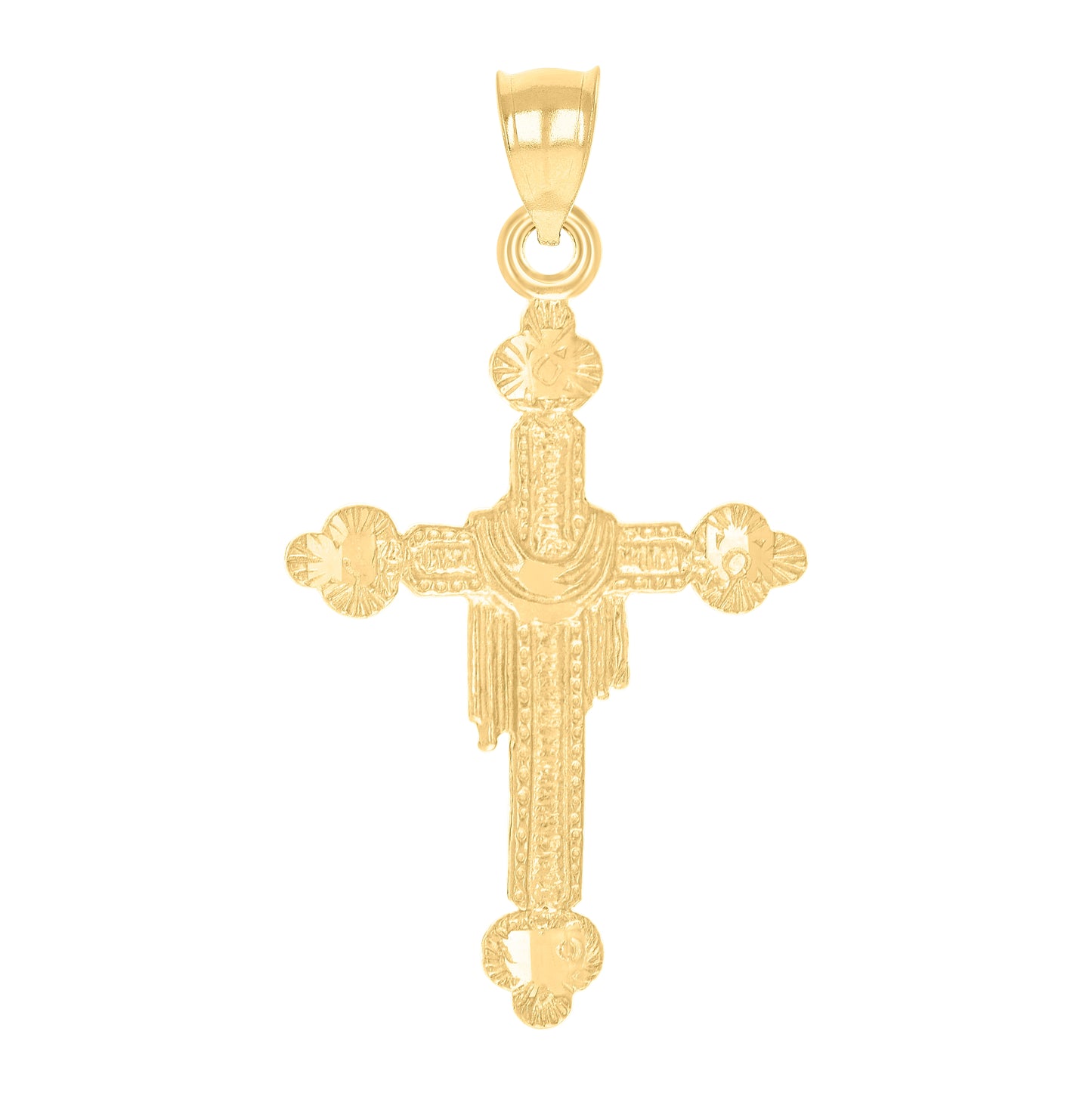 10K Yellow Gold Diamond-Cut Unisex Wrapped Cross Religious Charm Pendant