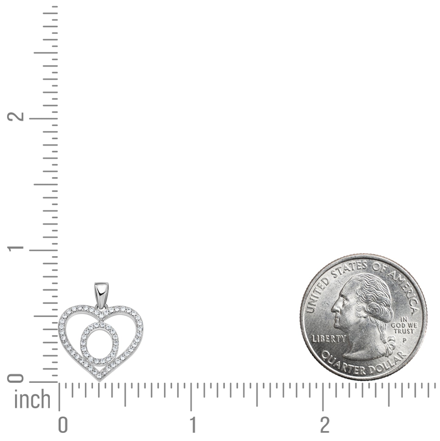 Sterling Silver Womens Cubic Zirconia Initial Letter Heart Charm Pendant