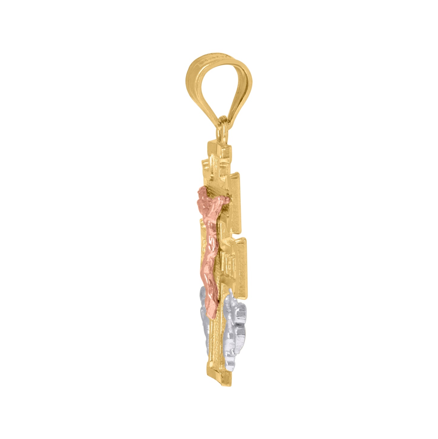 10K Tri-Color Gold Mens Women Caravaca Crucifix Religious Charm Pendant