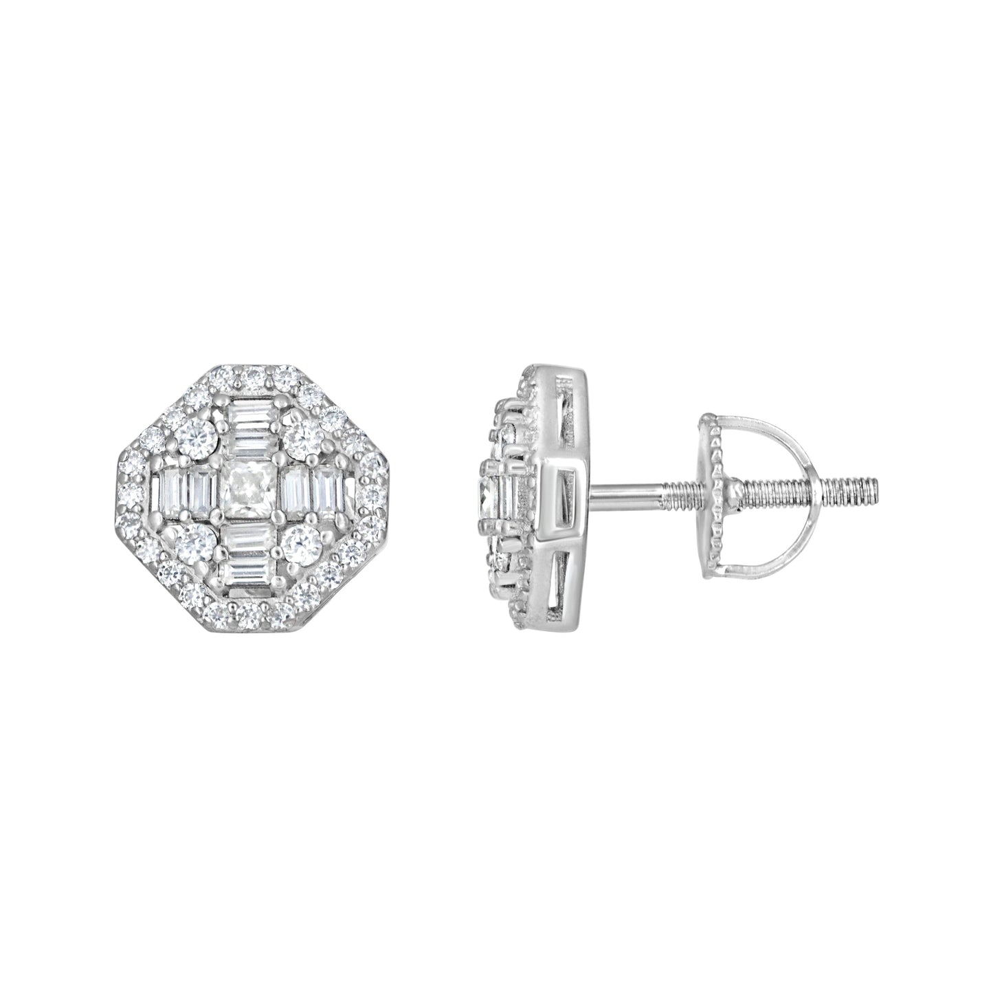 Sterling Silver Womens Moissanite Fashion Stud Earrings