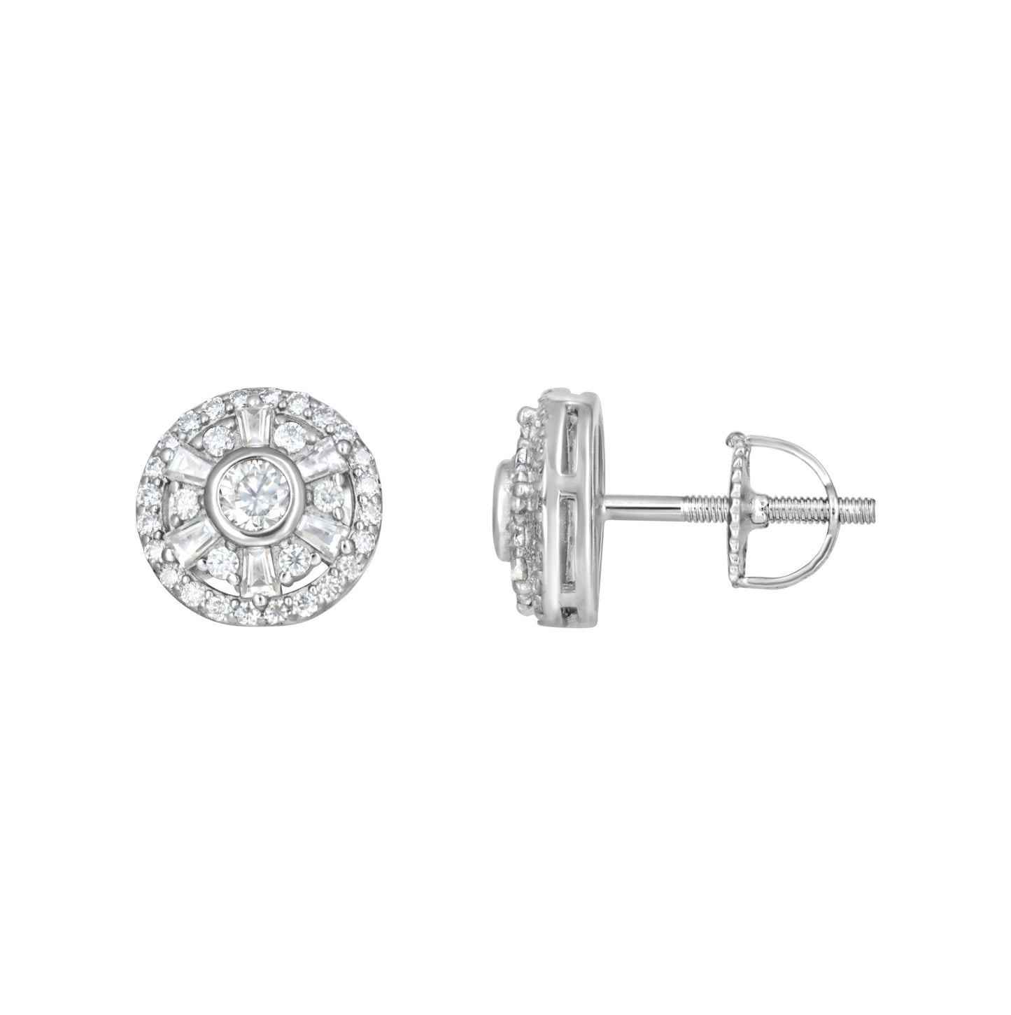 Sterling Silver Womens Moissanite Fashion Stud Earrings