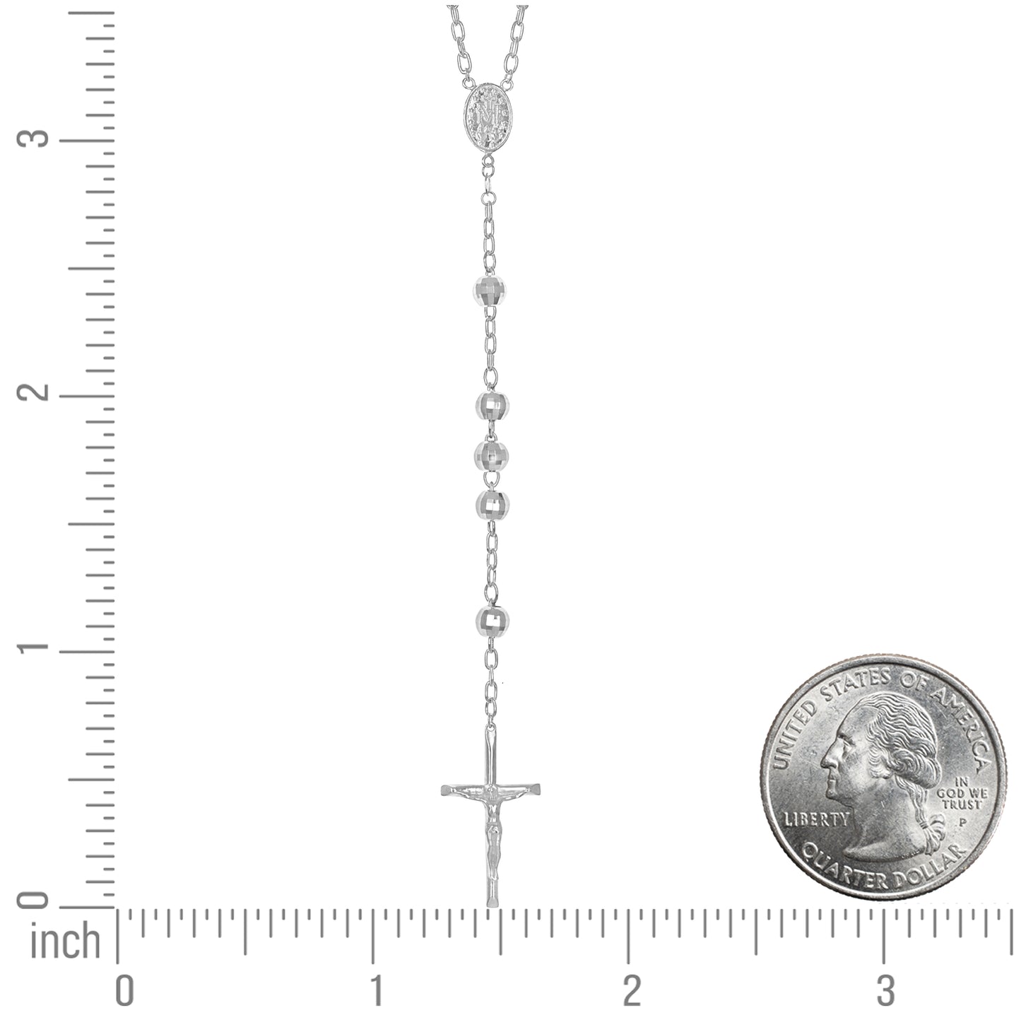 Sterling Silver Or Yellow-Tone Or Rhodium Plated Unisex Guadalupe Crucifix Cross Religious Rosary Necklace