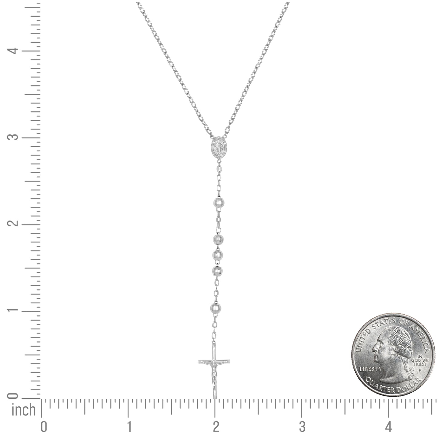 Sterling Silver Or Yellow-Tone Or Rhodium Plated Unisex Guadalupe Crucifix Cross Religious Rosary Necklace