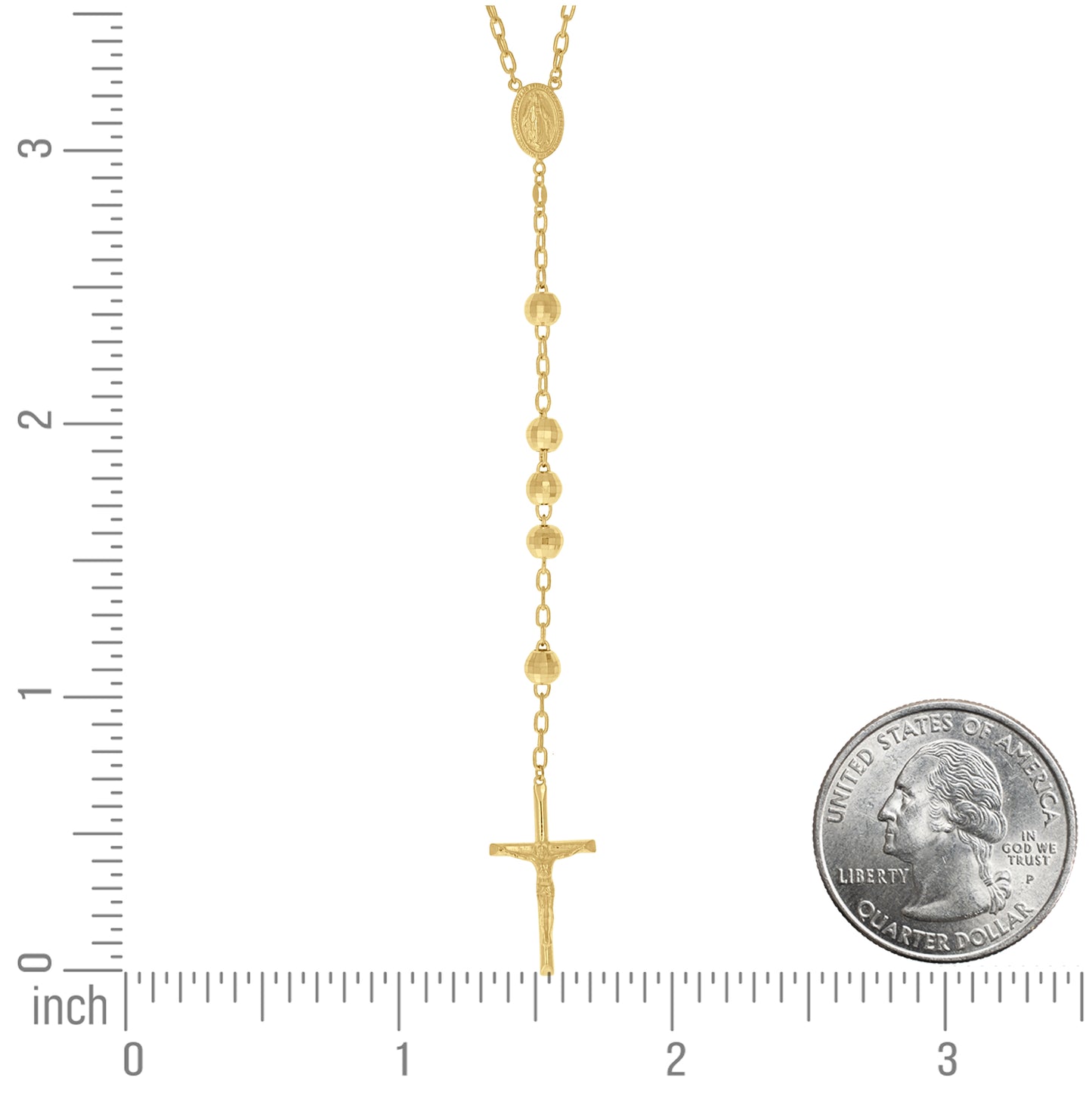 Sterling Silver Or Yellow-Tone Or Rhodium Plated Unisex Guadalupe Crucifix Cross Religious Rosary Necklace