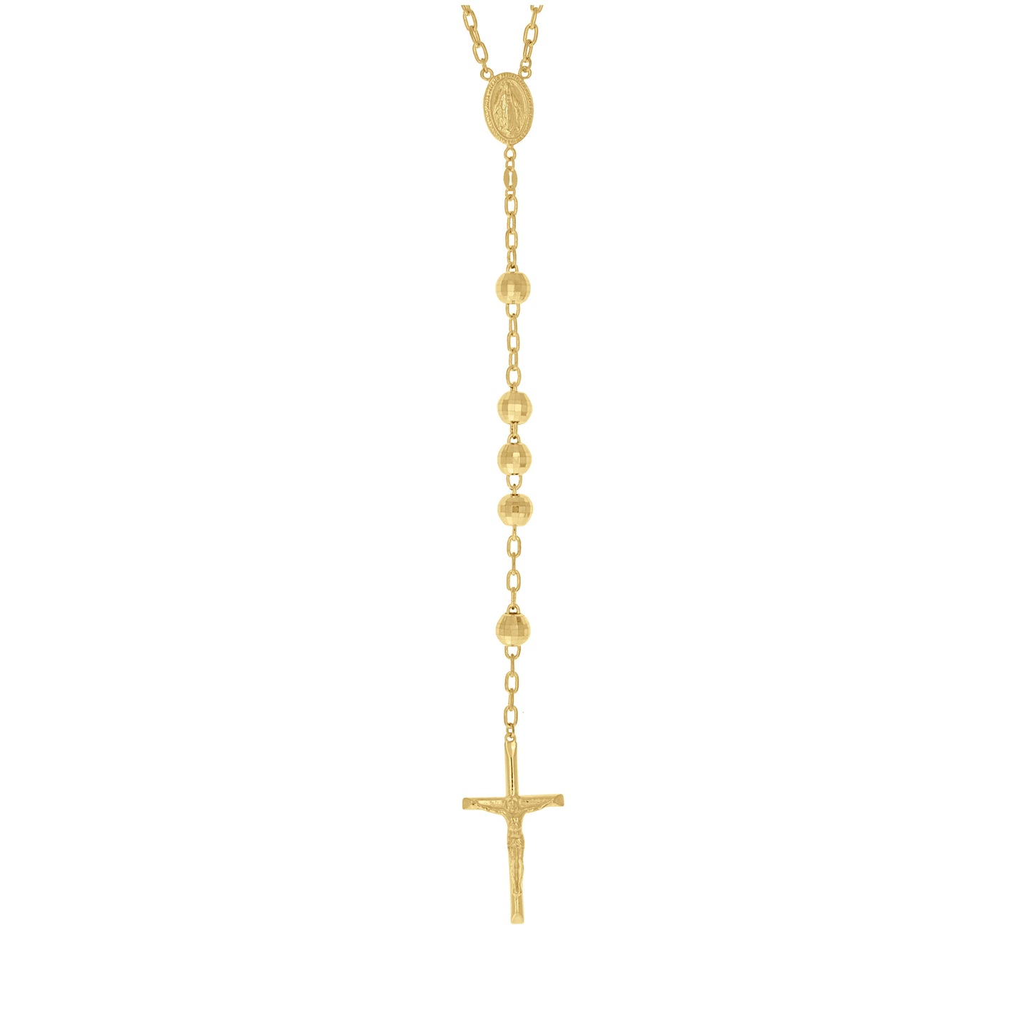 Sterling Silver Or Yellow-Tone Or Rhodium Plated Unisex Guadalupe Crucifix Cross Religious Rosary Necklace