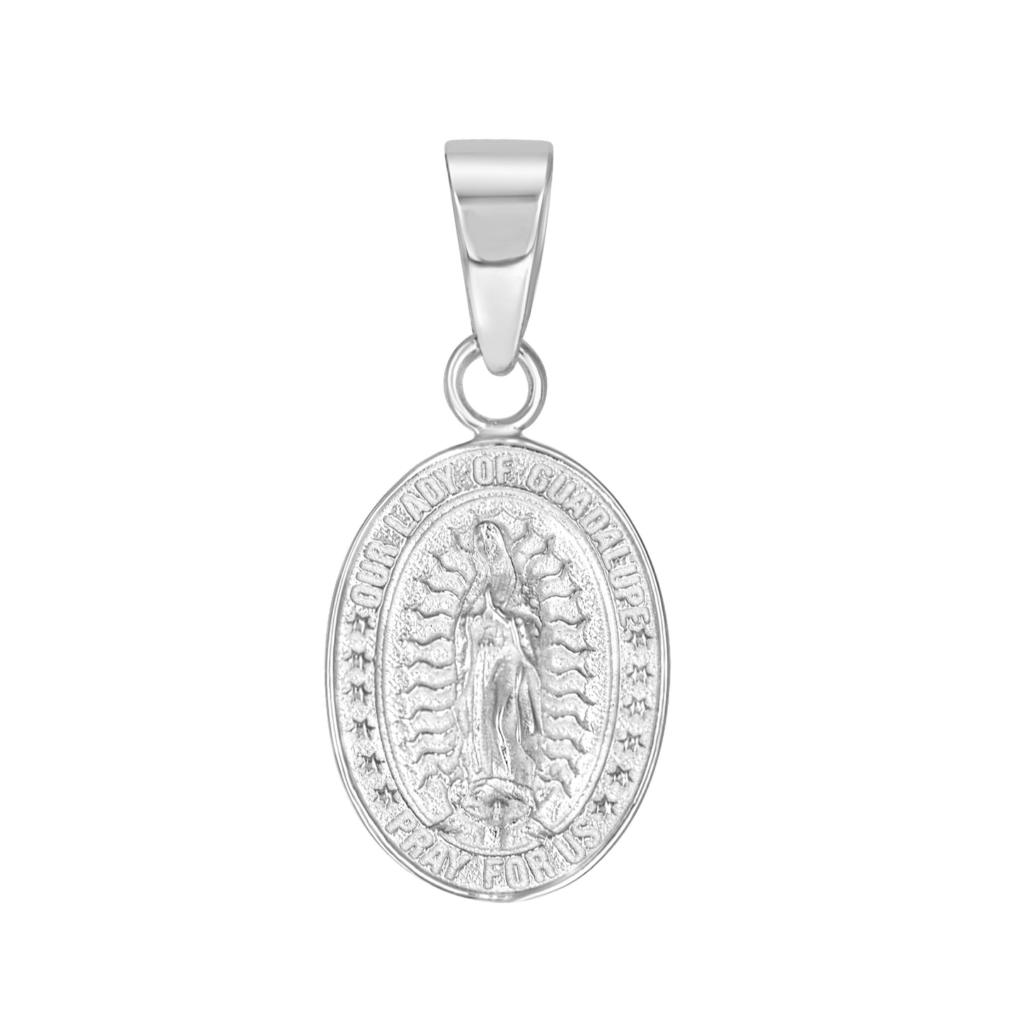 Sterling Silver Unisex Our Lady Of Guadalupe Pray For Us Religious Pendant