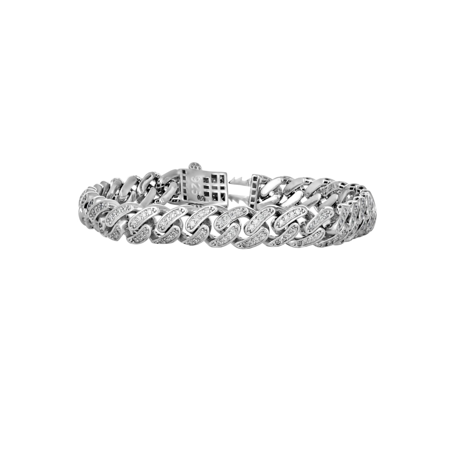 Sterling Silver Unisex Moissanite Miami Cuban Bracelet