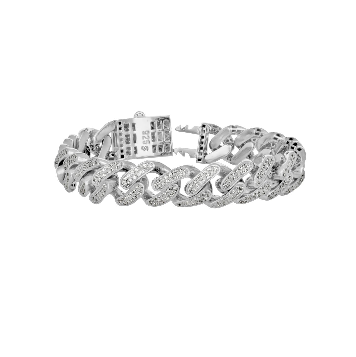 Sterling Silver Unisex Moissanite Miami Cuban Bracelet