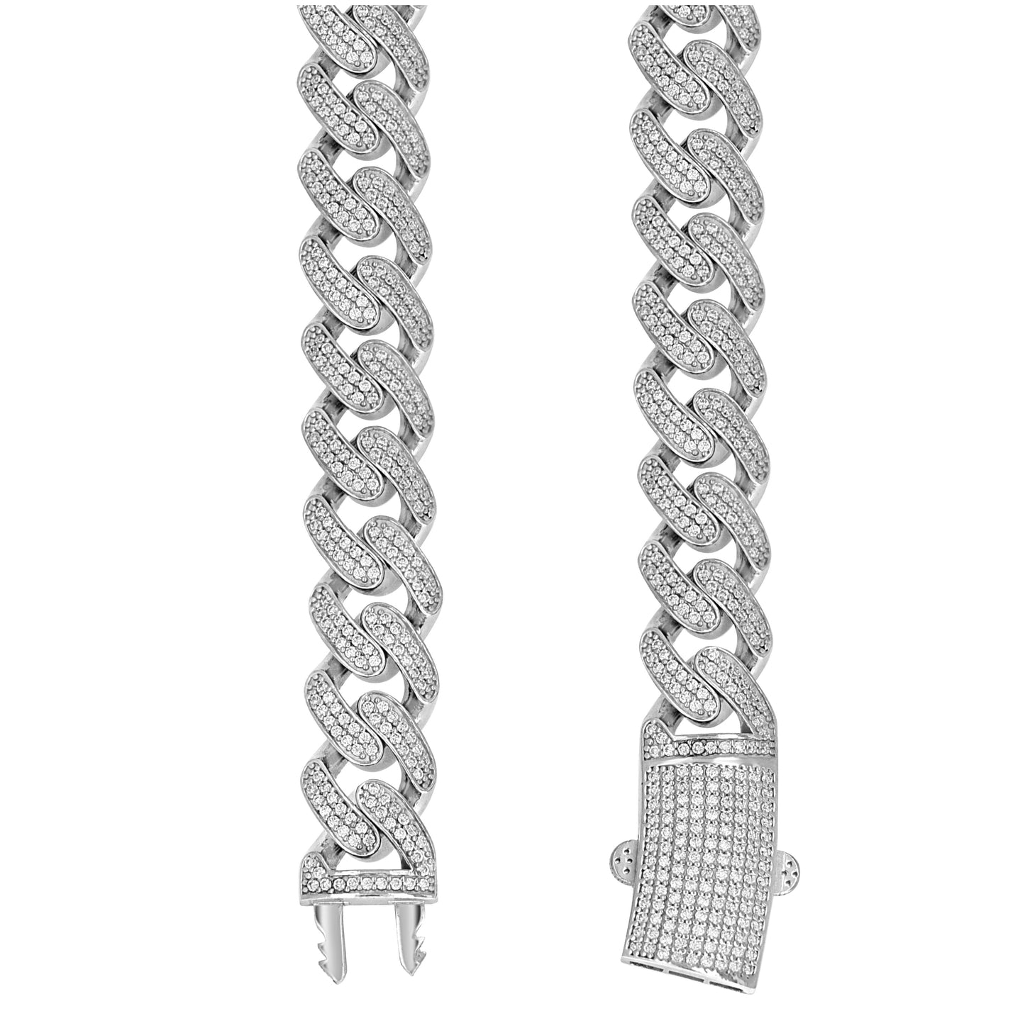 Sterling Silver Unisex Moissanite Miami Cuban Bracelet