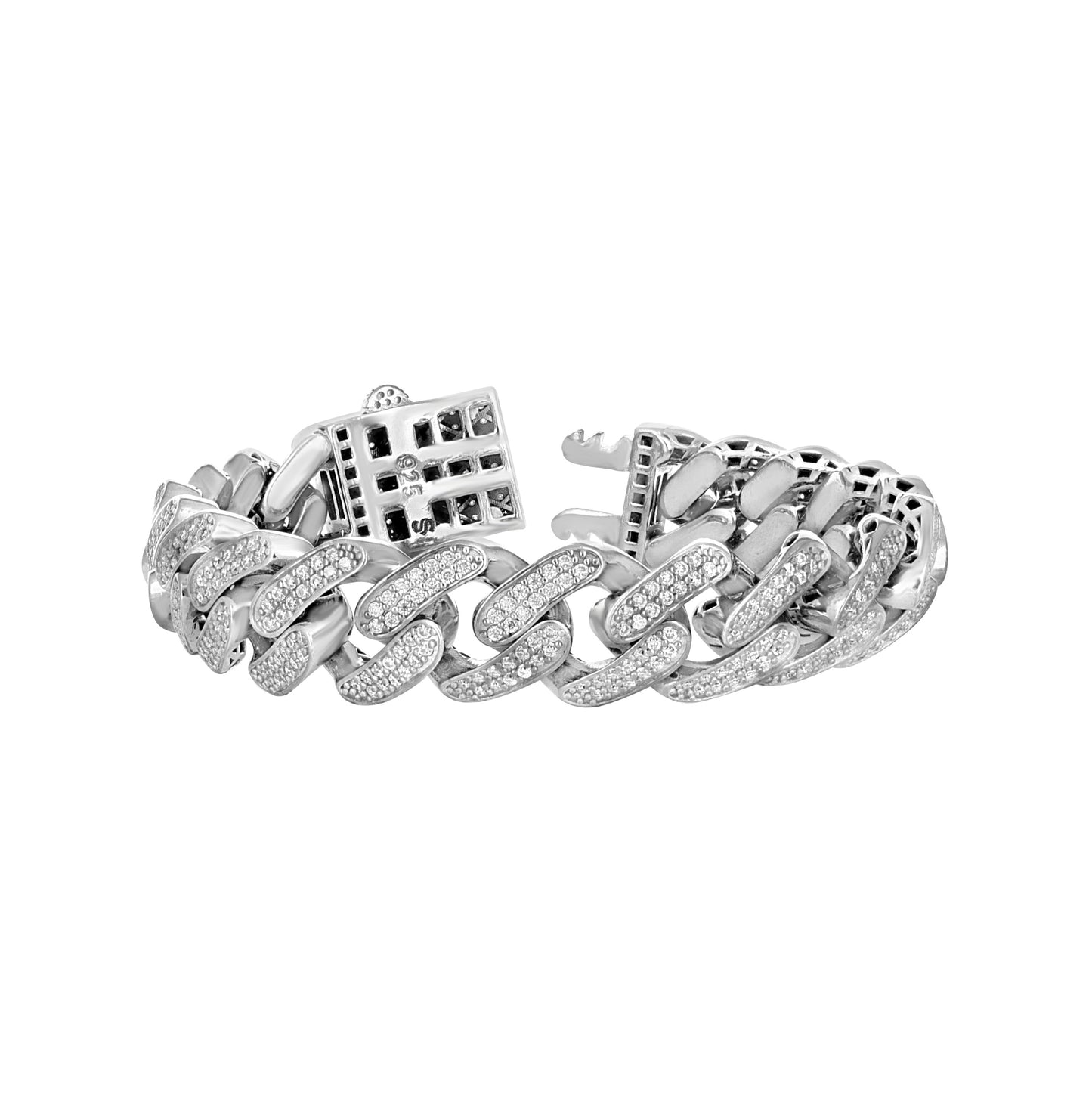 Sterling Silver Unisex Moissanite Miami Cuban Bracelet