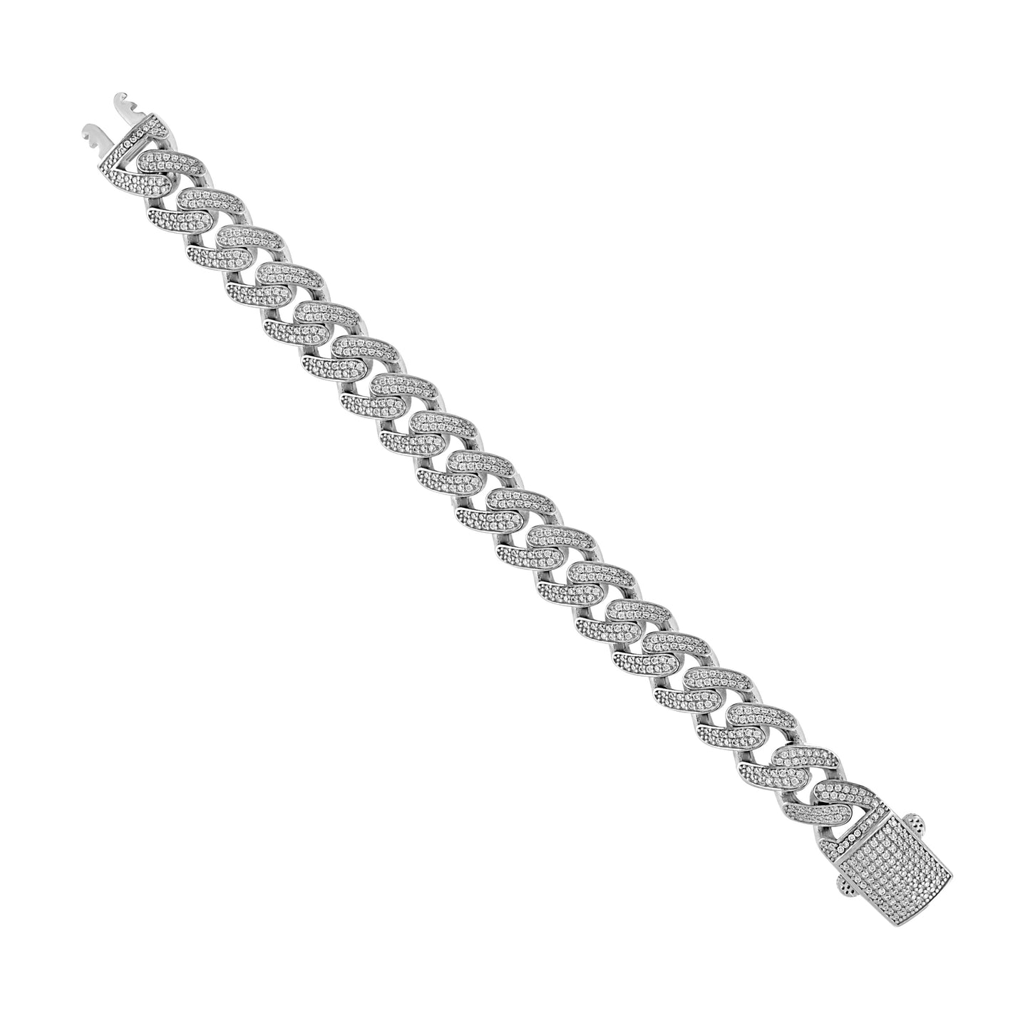 Sterling Silver Unisex Moissanite Miami Cuban Bracelet