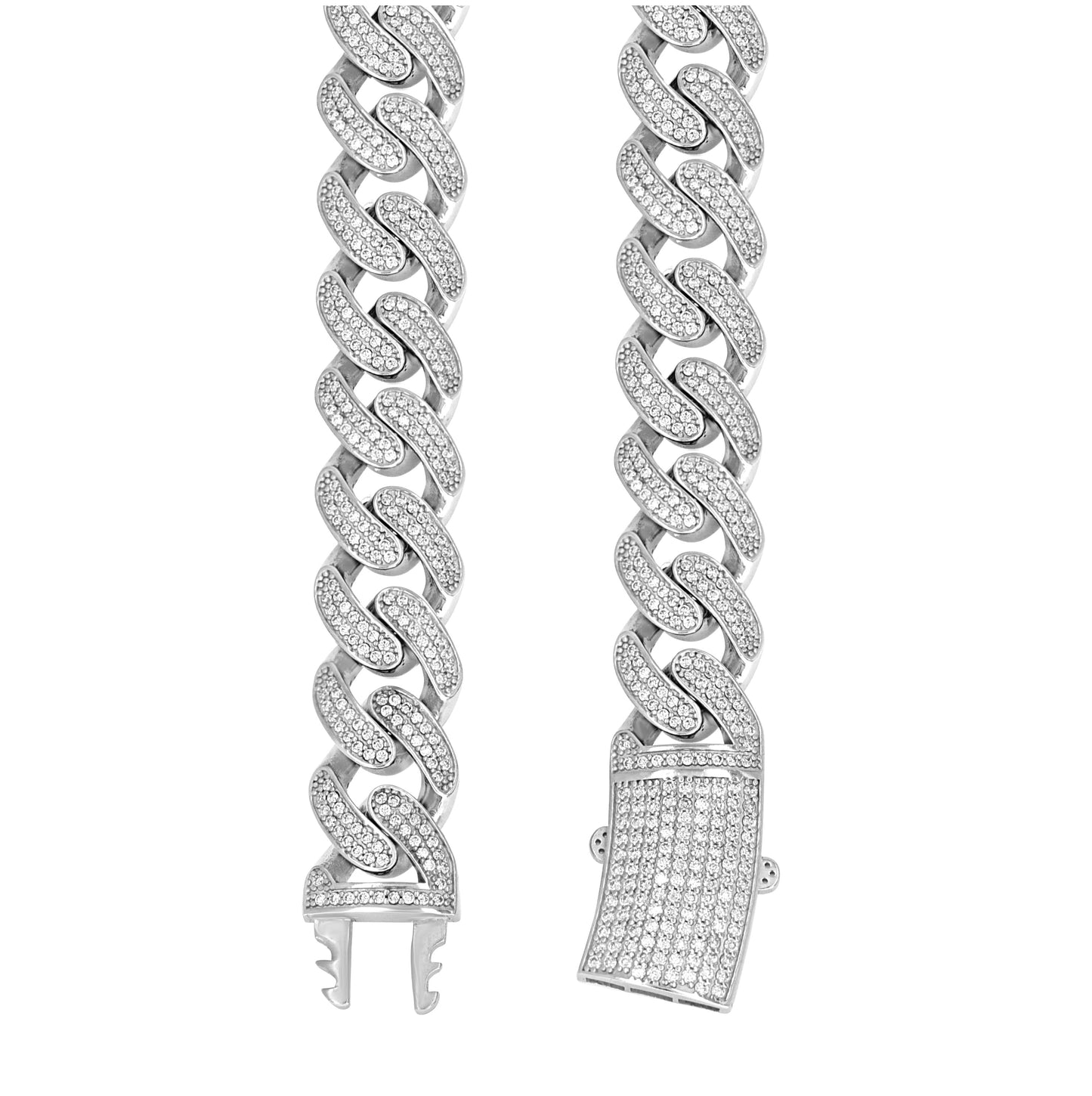 Sterling Silver Unisex Moissanite Miami Cuban Bracelet