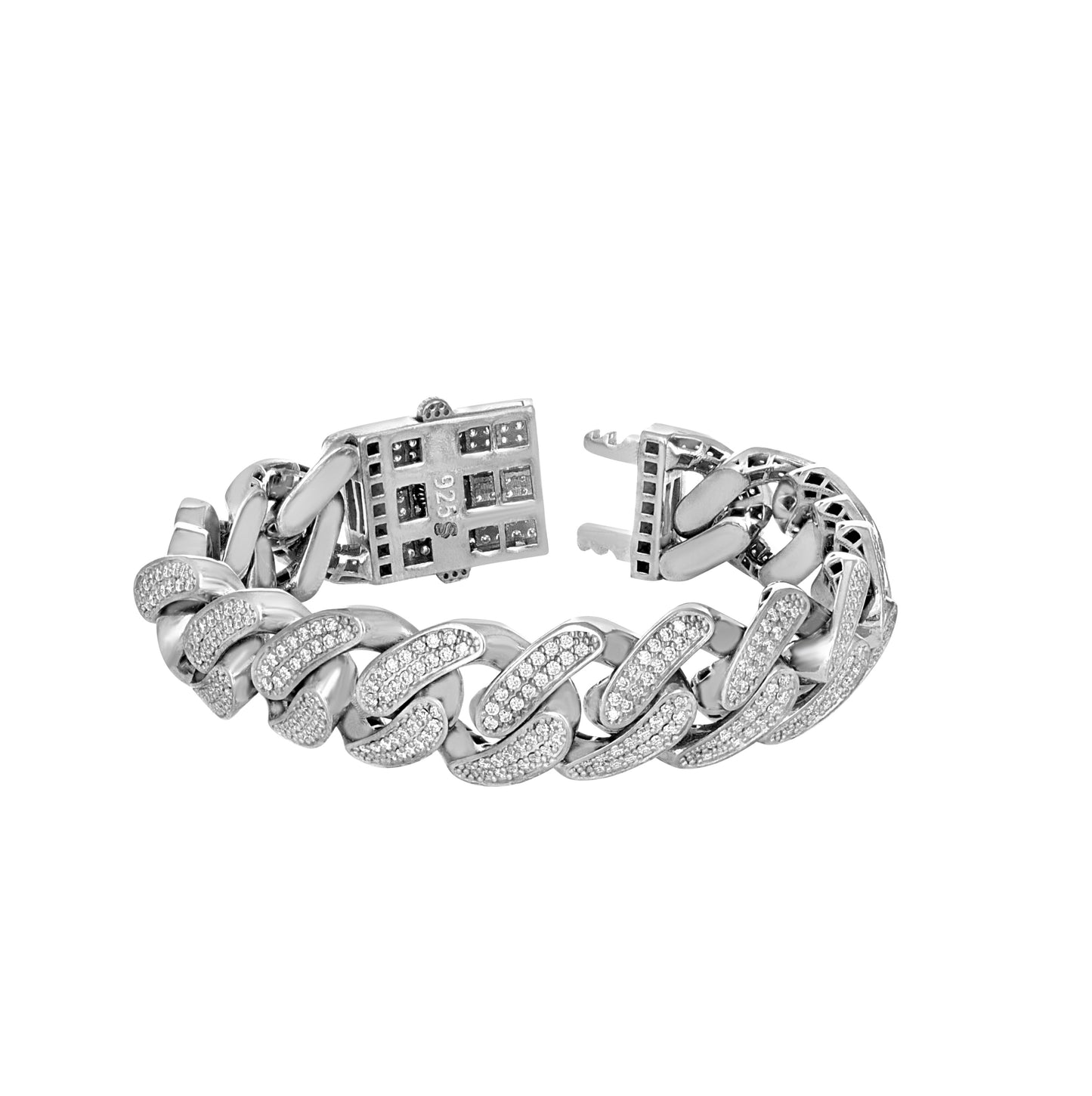 Sterling Silver Unisex Moissanite Miami Cuban Bracelet