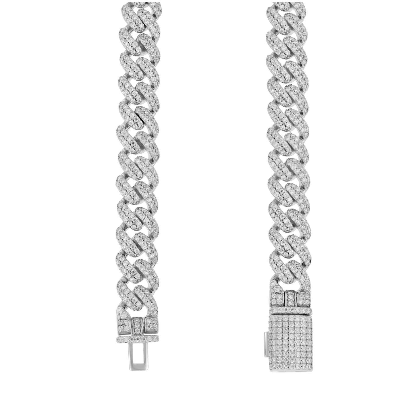 Sterling Silver Unisex Moissanite Cuban Chain Bracelet