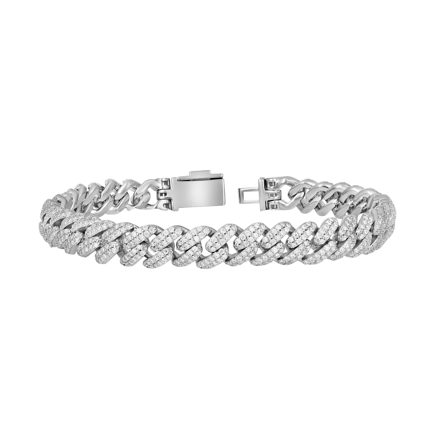 Sterling Silver Unisex Moissanite Cuban Chain Bracelet