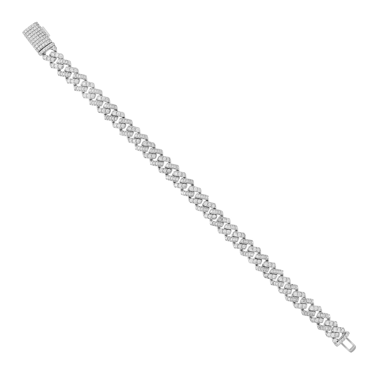 Sterling Silver Unisex Moissanite Cuban Chain Bracelet