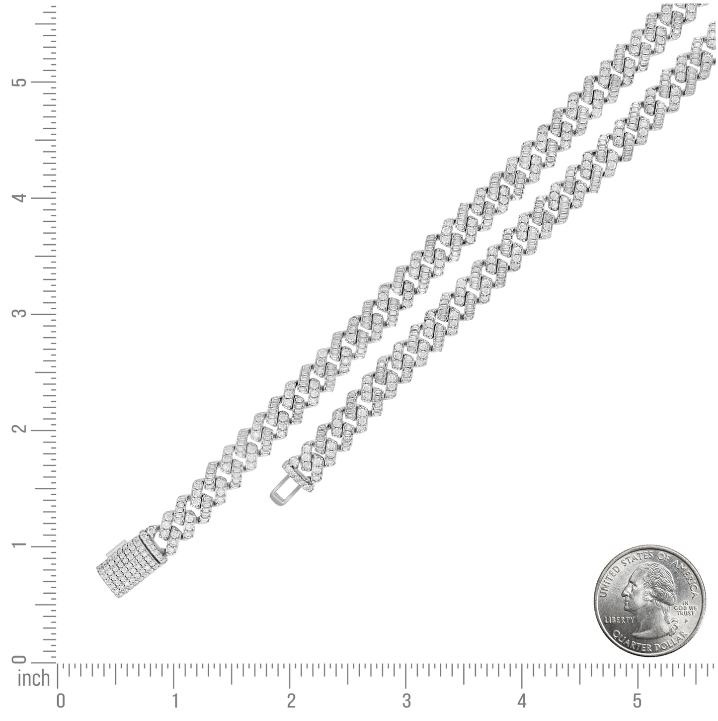Sterling Silver Unisex Moissanite Cuban Chain Bracelet