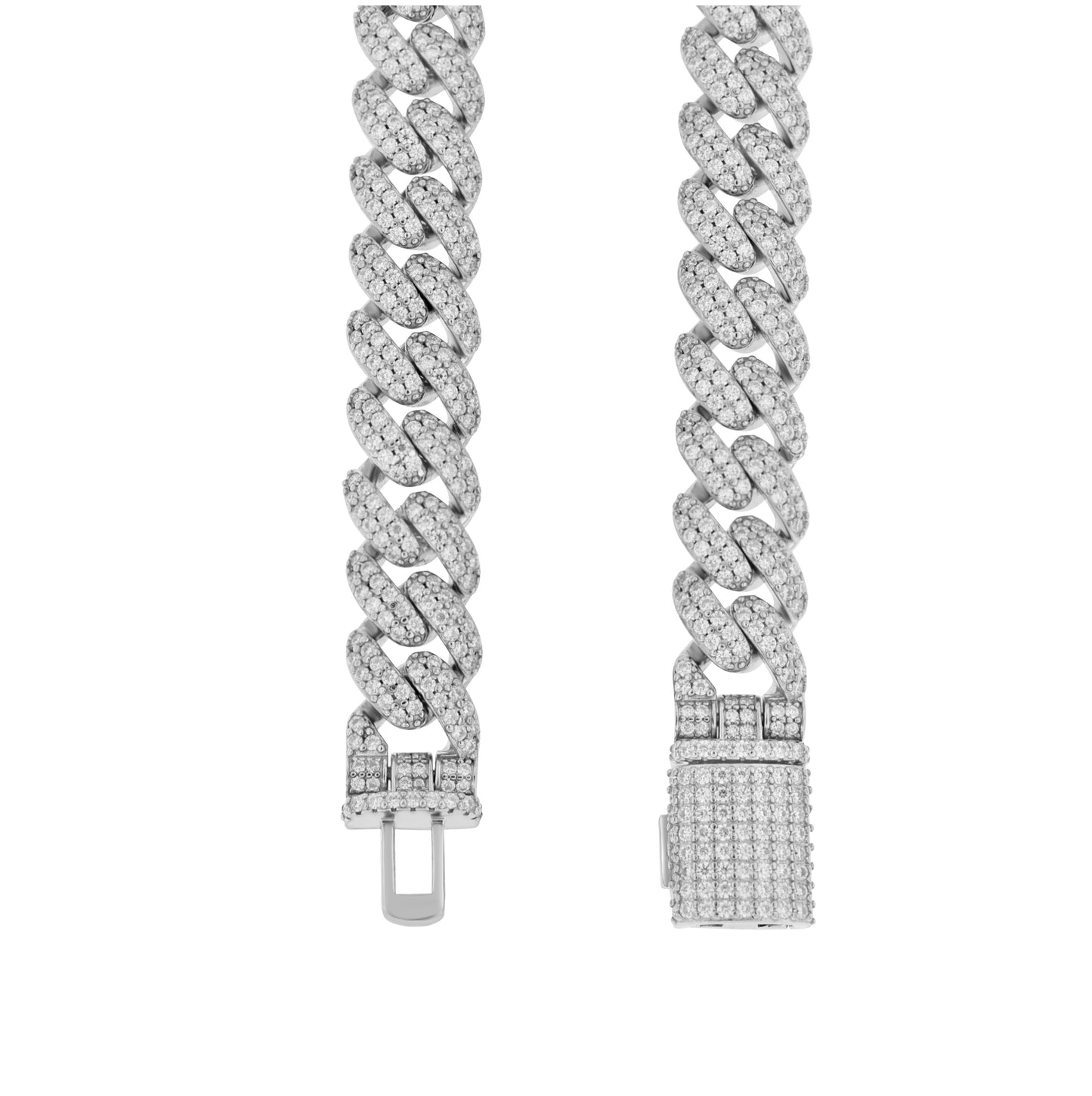 Sterling Silver Unisex Moissanite Cuban Chain Bracelet