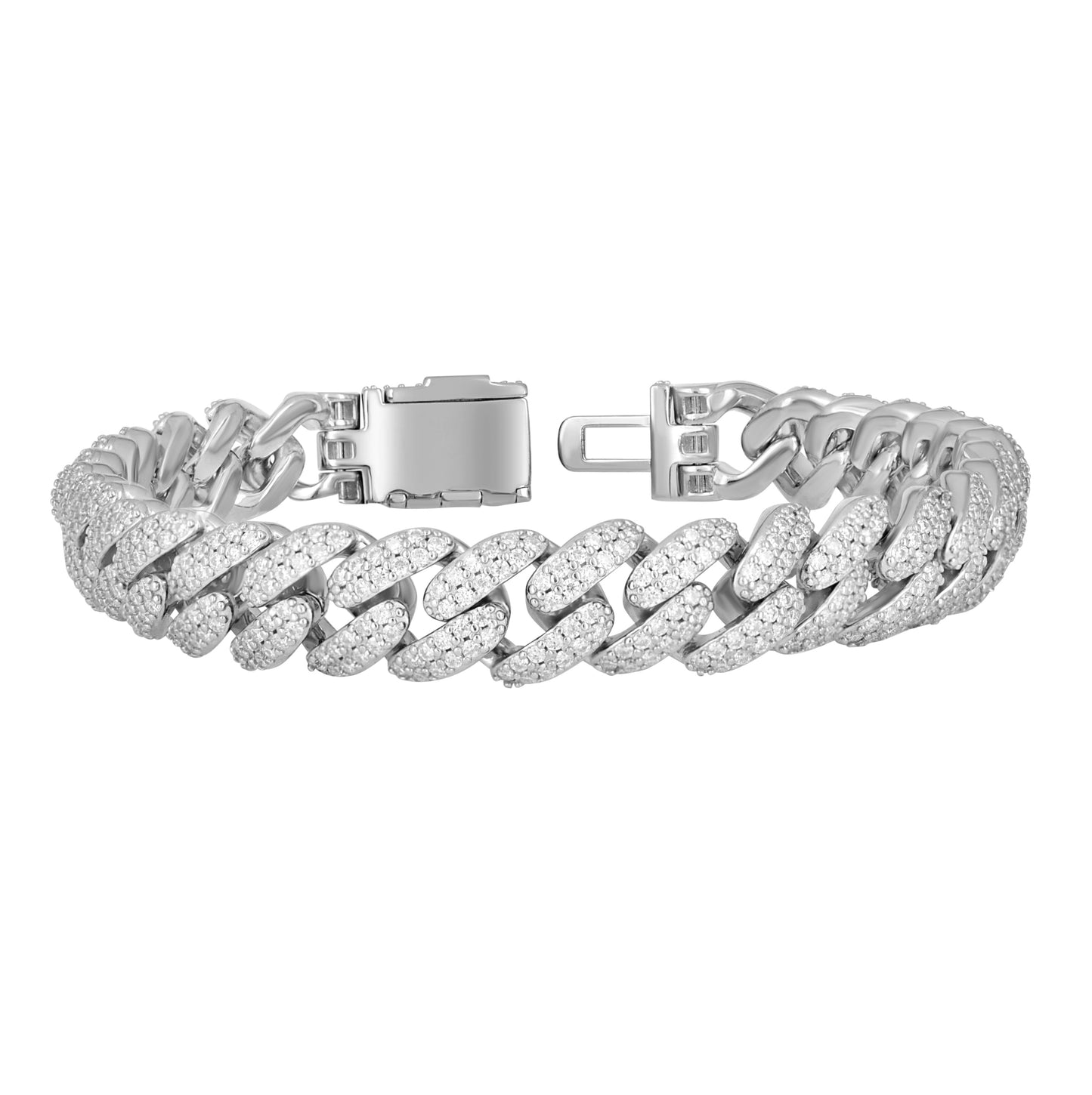 Sterling Silver Unisex Moissanite Cuban Chain Bracelet