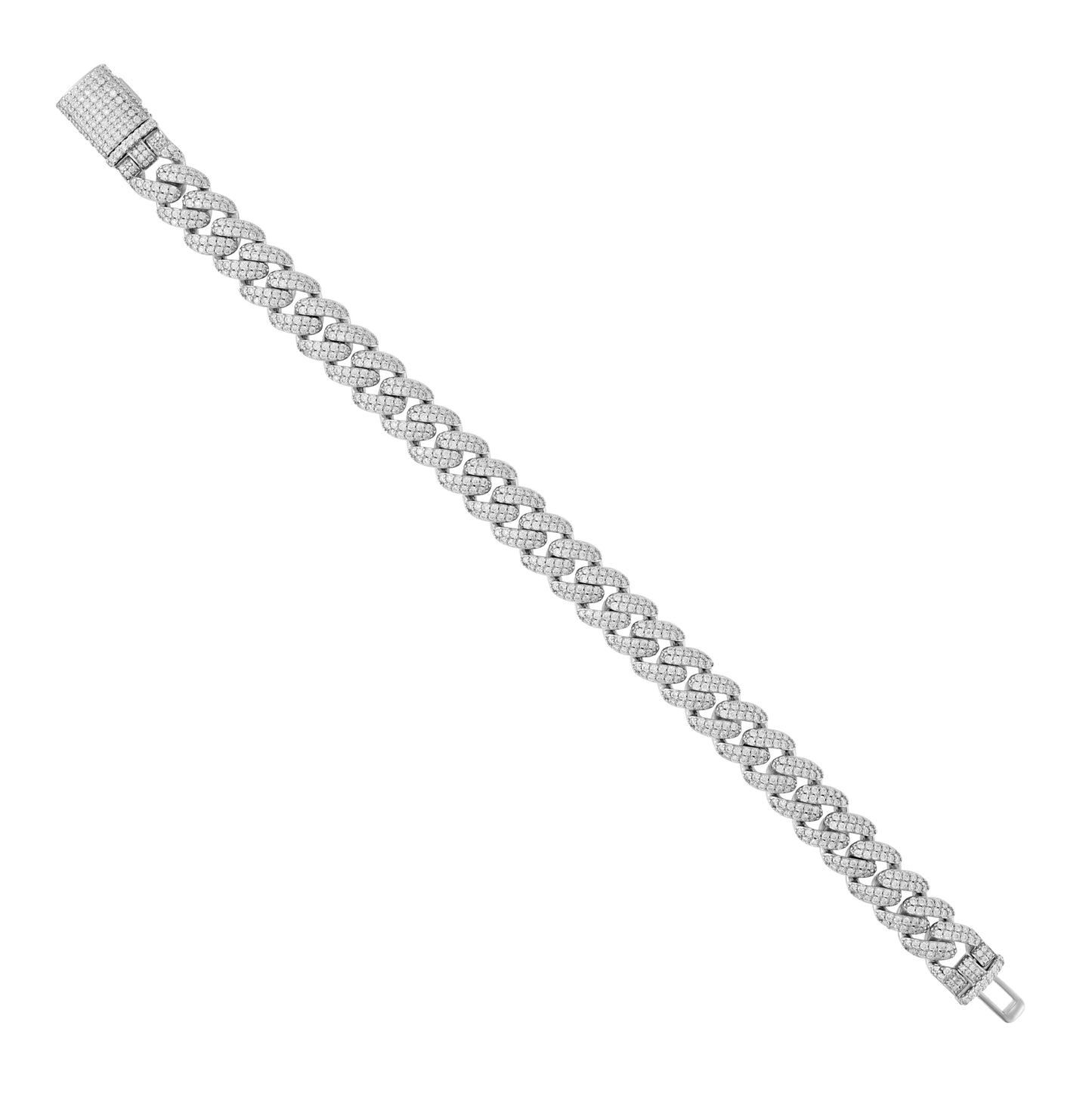 Sterling Silver Unisex Moissanite Cuban Chain Bracelet