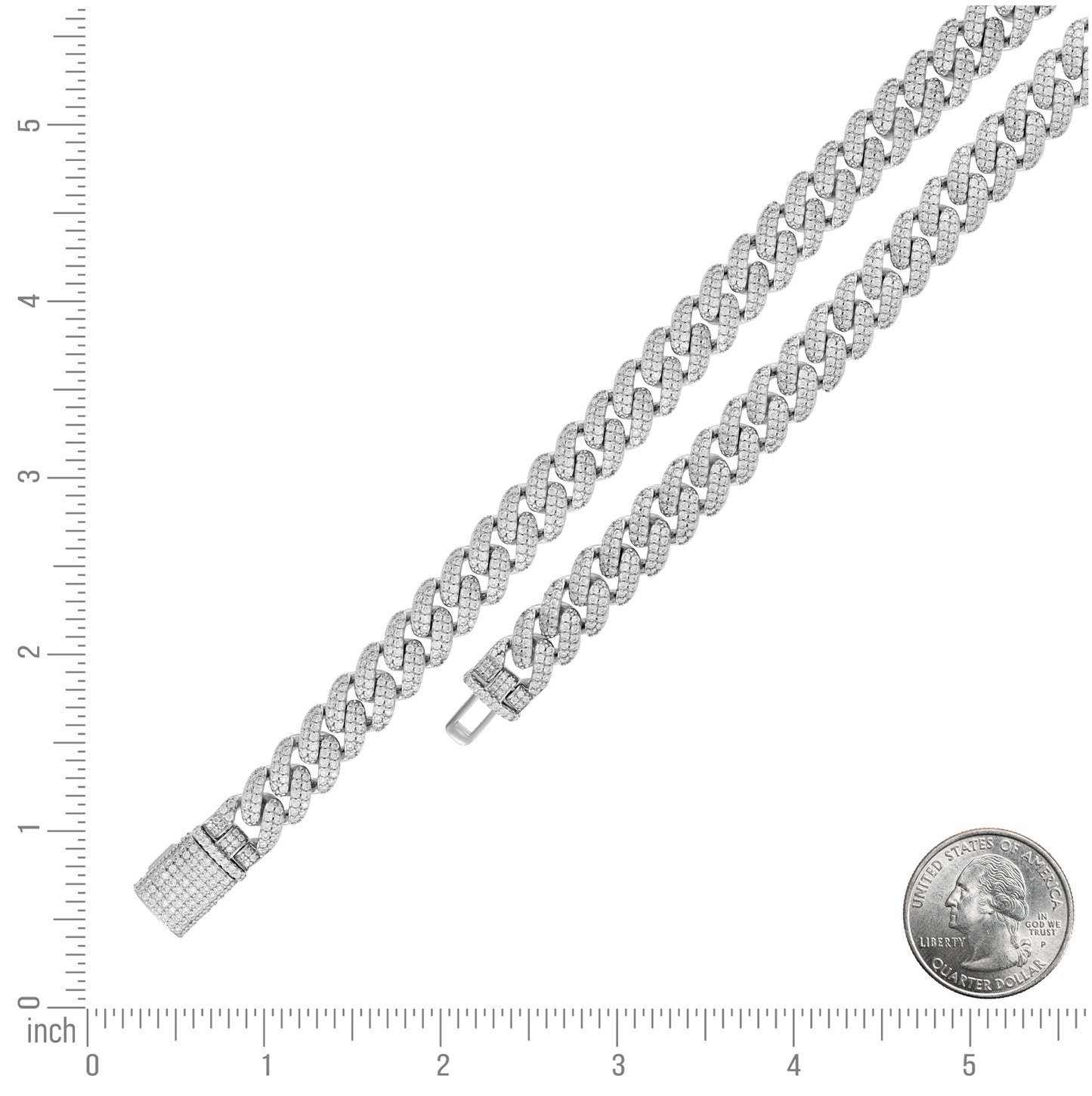 Sterling Silver Unisex Moissanite Cuban Chain Bracelet