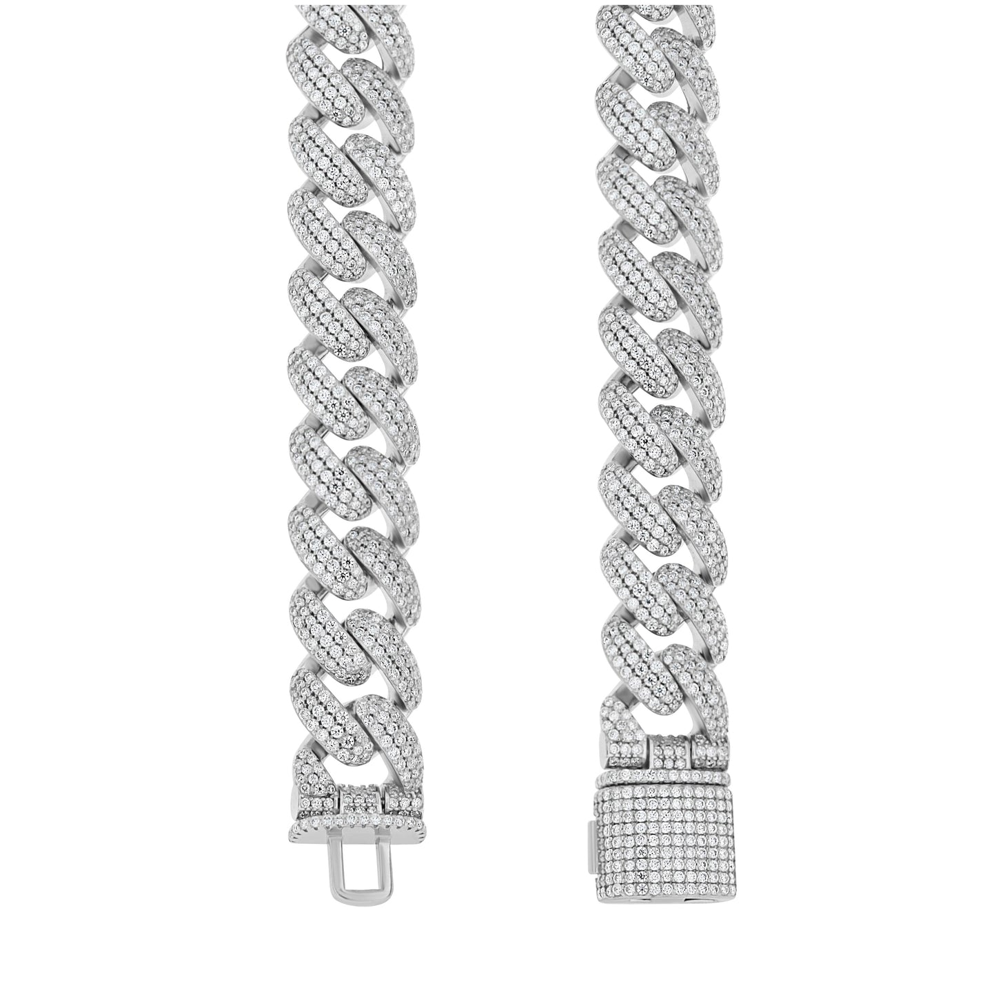 Sterling Silver Unisex Moissanite Cuban Chain Bracelet