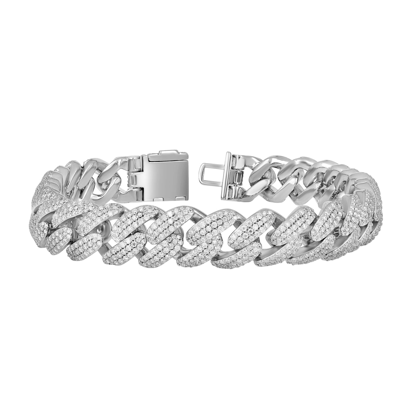 Sterling Silver Unisex Moissanite Cuban Chain Bracelet