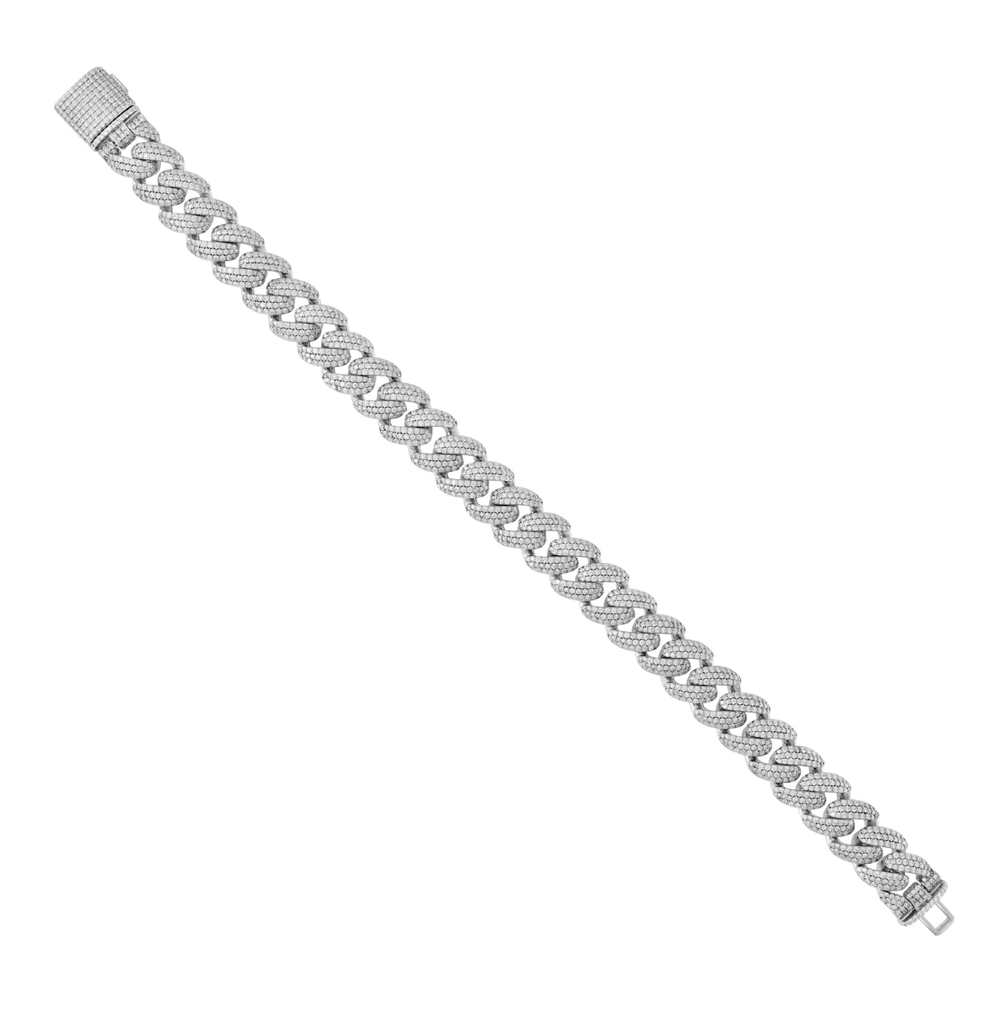 Sterling Silver Unisex Moissanite Cuban Chain Bracelet