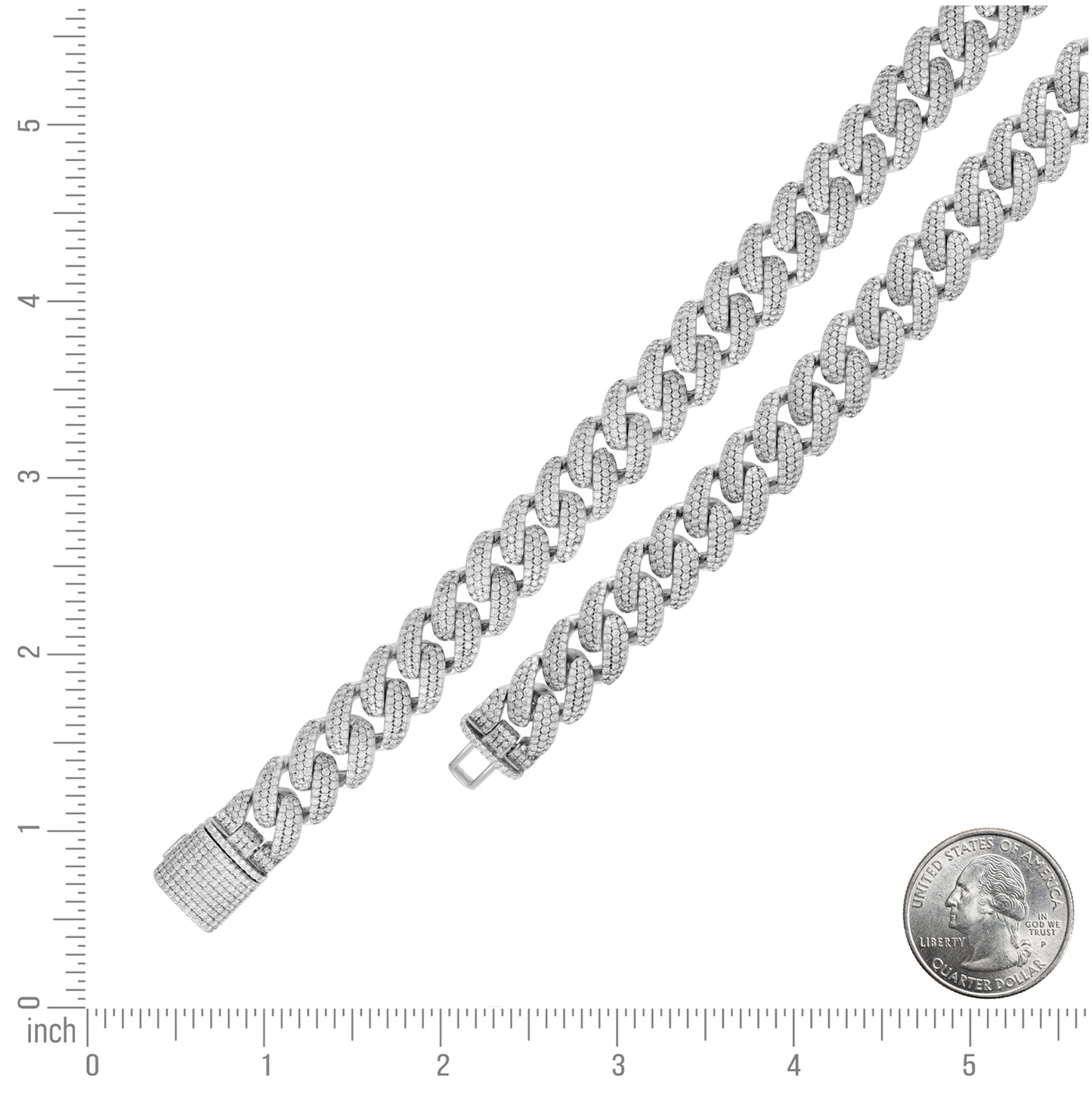 Sterling Silver Unisex Moissanite Cuban Chain Bracelet