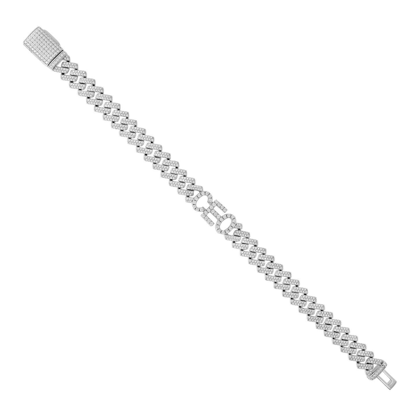 Sterling Silver Mens Moissanite CEO Cuban Chain Bracelet 10mm