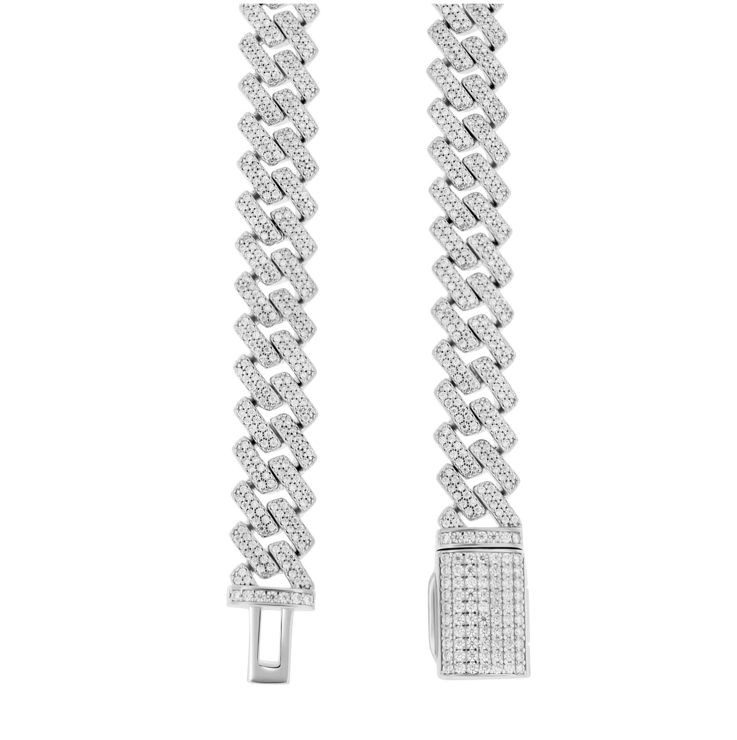 Sterling Silver Mens Moissanite KING Cuban Chain Bracelet 10mm