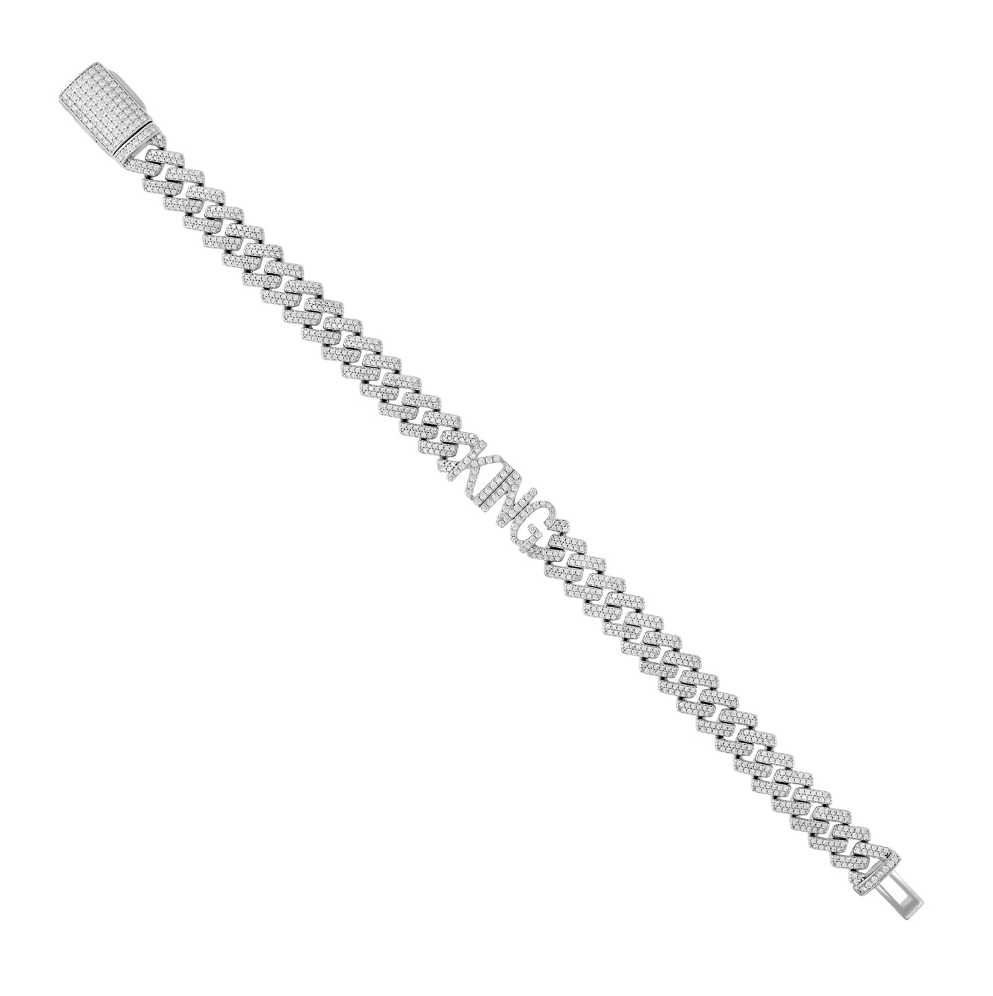 Sterling Silver Mens Moissanite KING Cuban Chain Bracelet 10mm